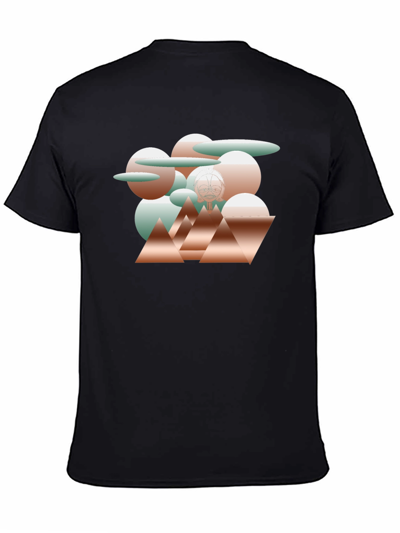 Abstract Geometric Print Black T-Shirt