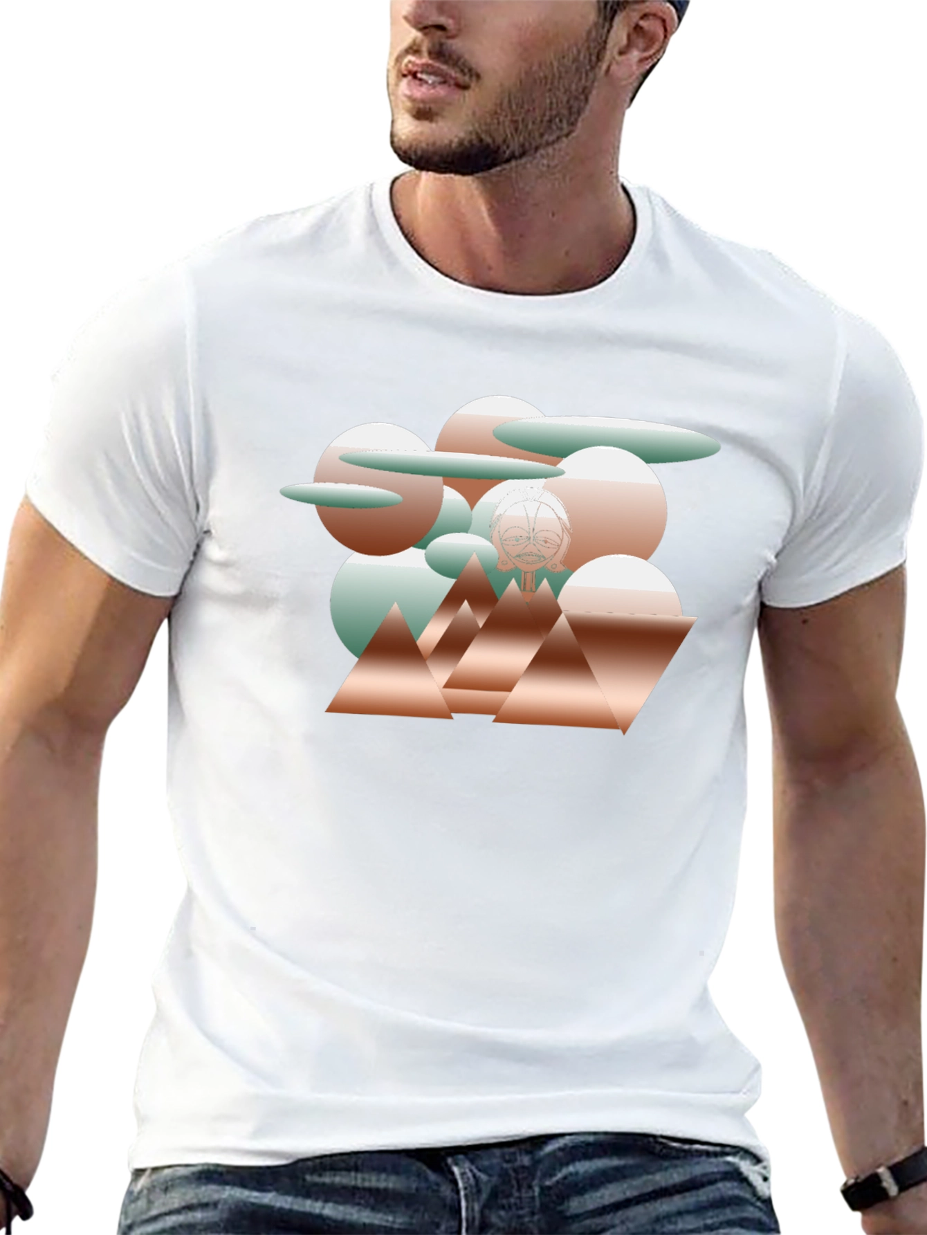 Abstract Geometric Print Black T-Shirt