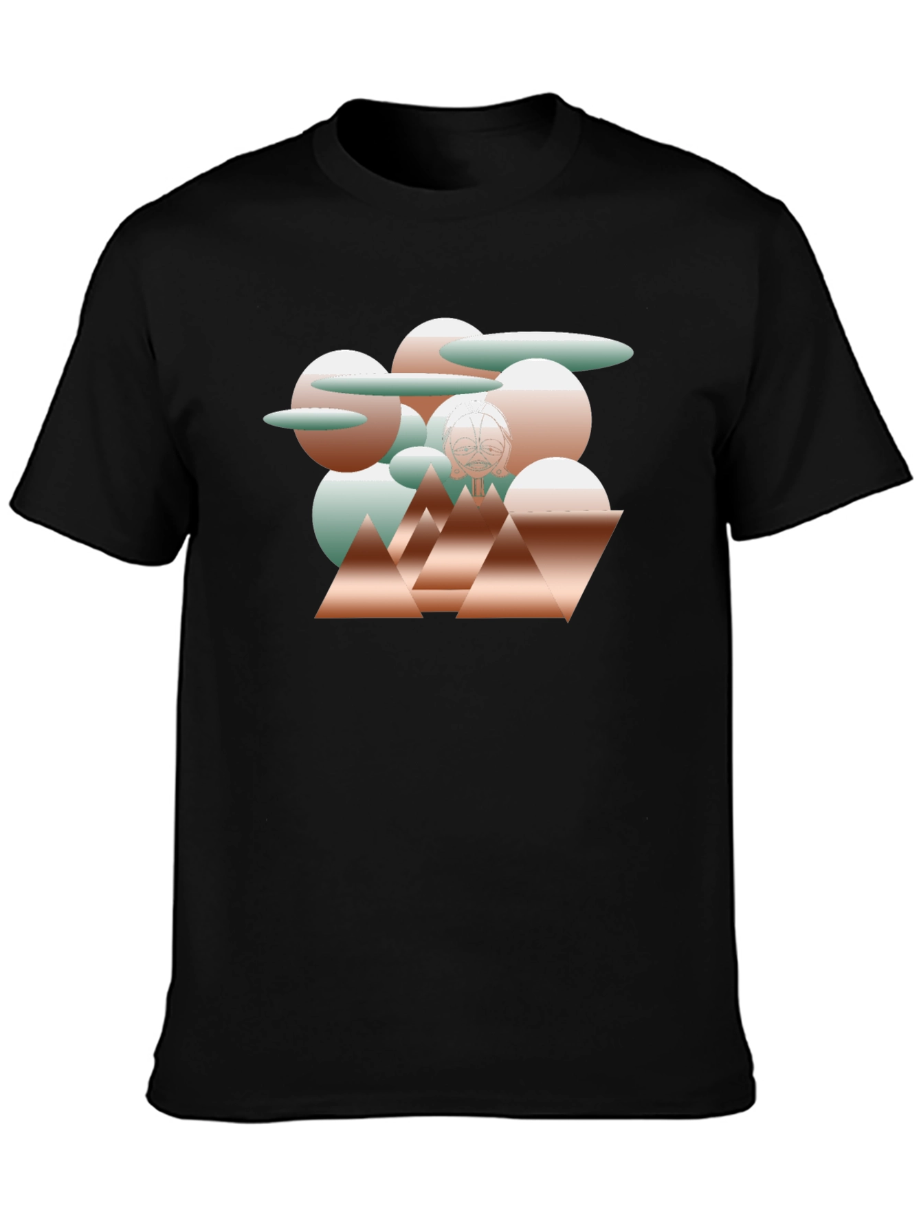 Abstract Geometric Print Black T-Shirt
