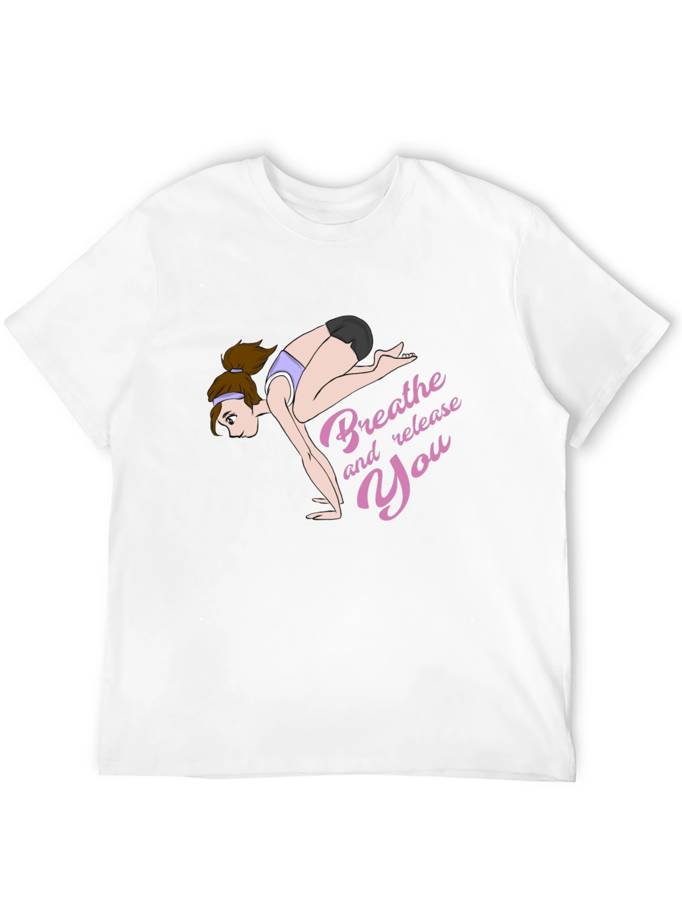 Breathe and Release You Yoga Graphic Black T-Shirt