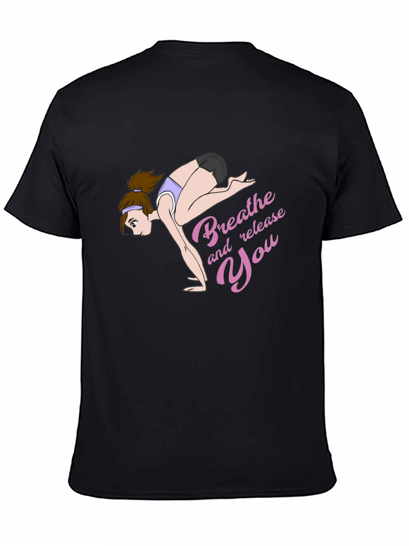 Breathe and Release You Yoga Graphic Black T-Shirt