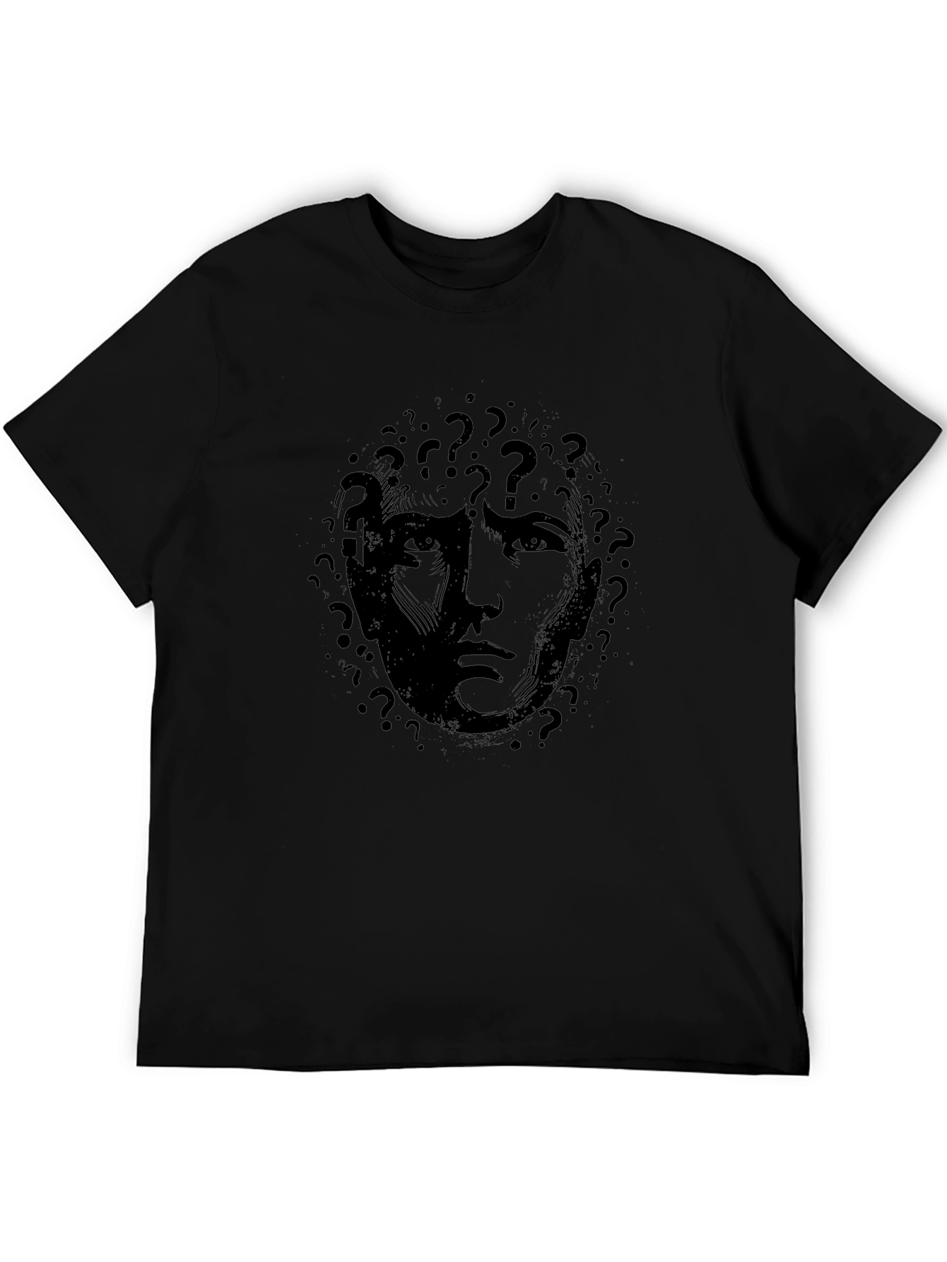 Intriguing Man Question Mark Graphic Black T-Shirt