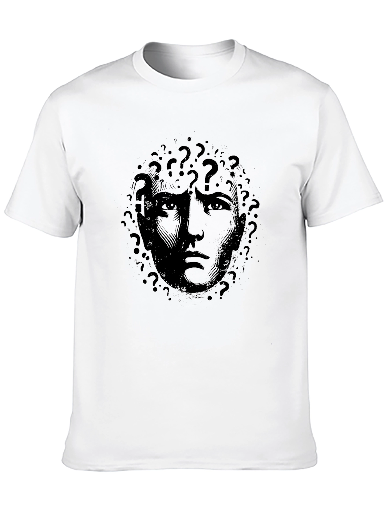 Intriguing Man Question Mark Graphic Black T-Shirt