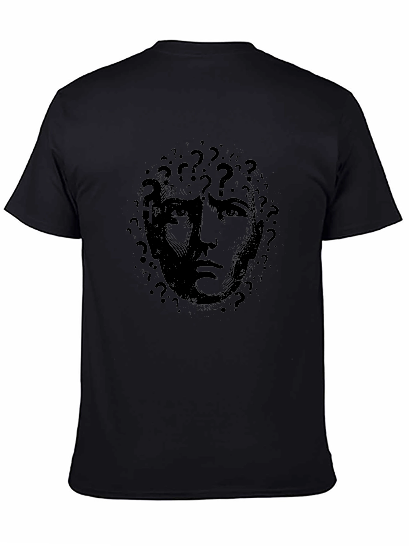 Intriguing Man Question Mark Graphic Black T-Shirt