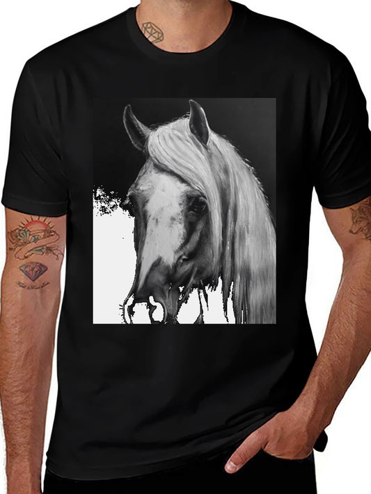 Horse Portrait Graphic Tee - Stylish Black T-Shirt
