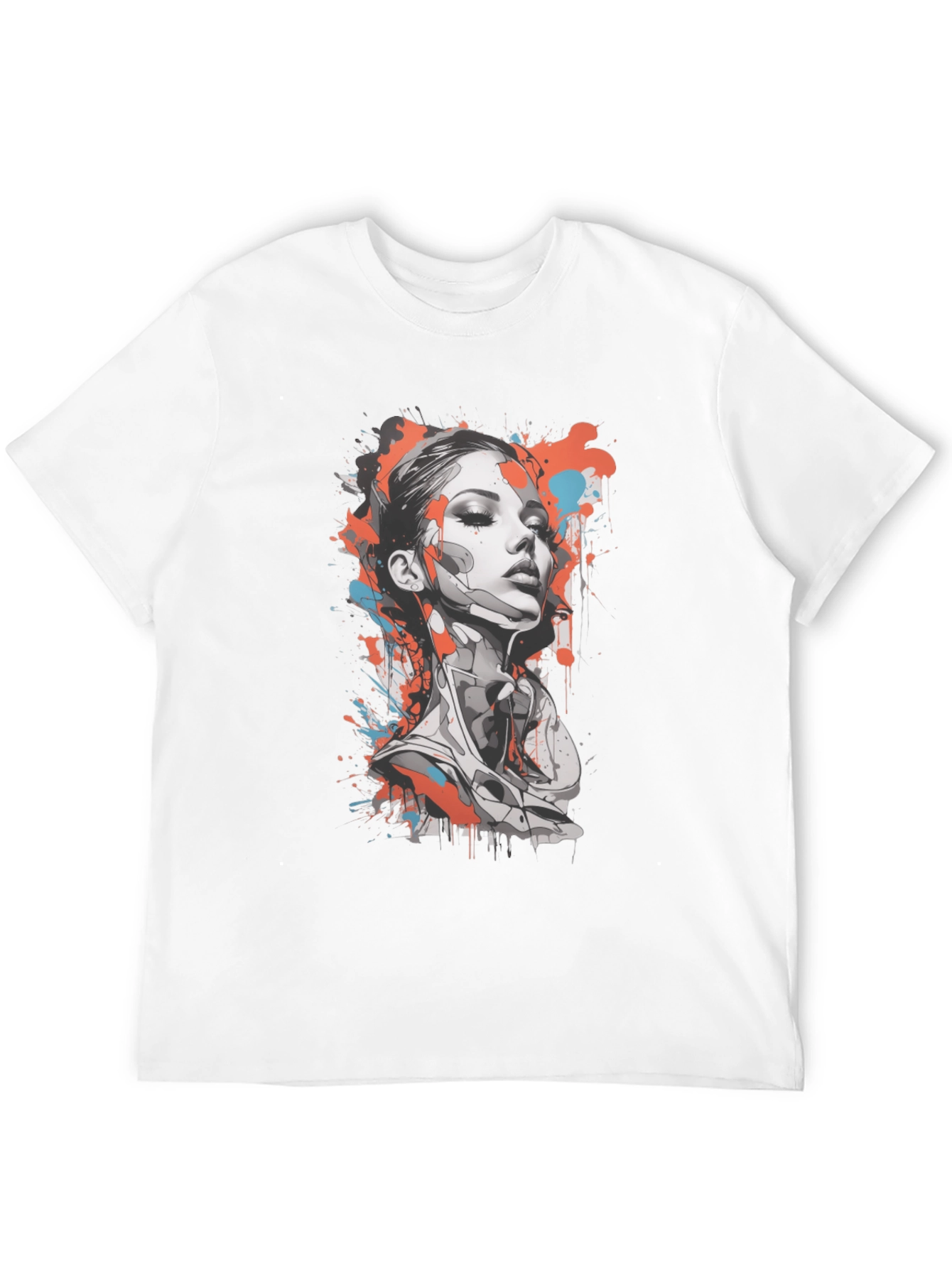 Abstract Woman Graphic Tee - Stylish Black T-Shirt