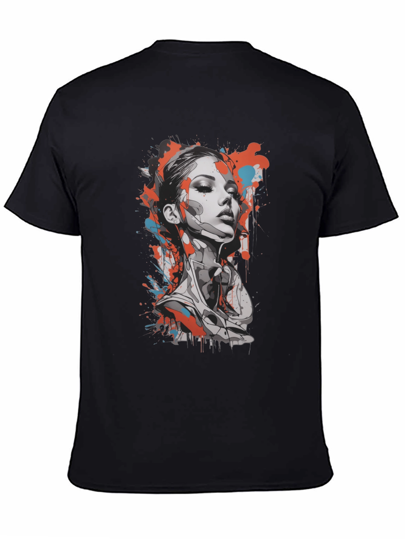 Abstract Woman Graphic Tee - Stylish Black T-Shirt
