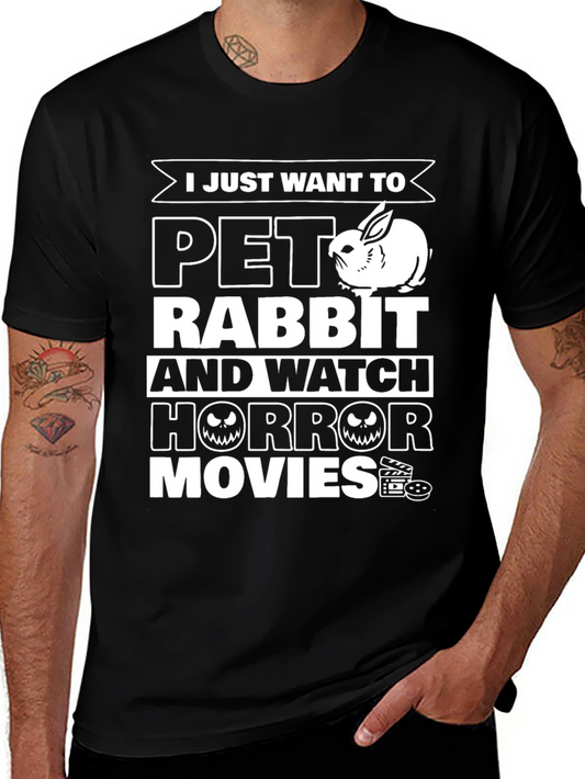 Pet Rabbit and Horror Movies Graphic T-Shirt