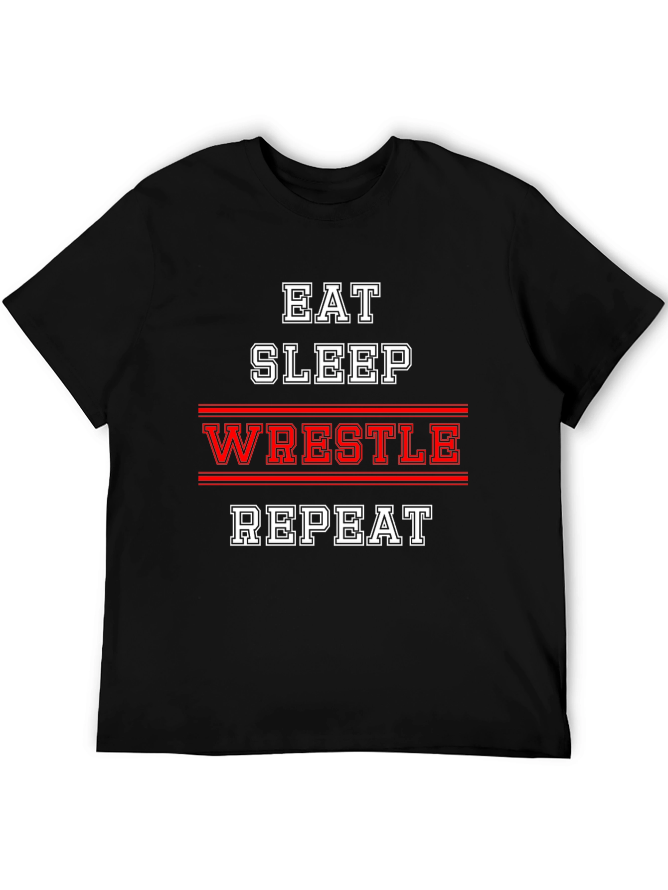 Eat Sleep Wrestle Repeat Black T-Shirt