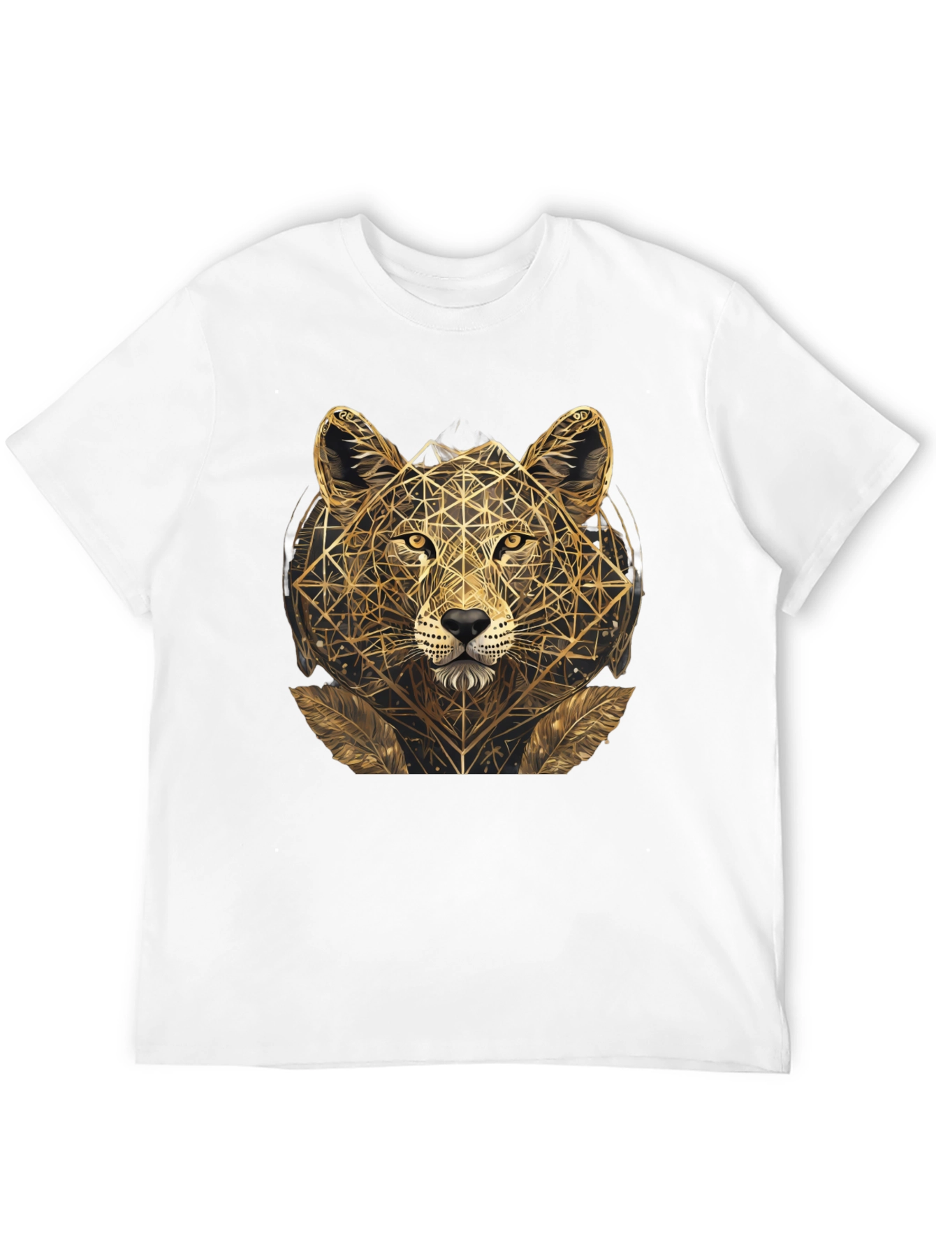 Geometric Leopard Graphic Tee - Black