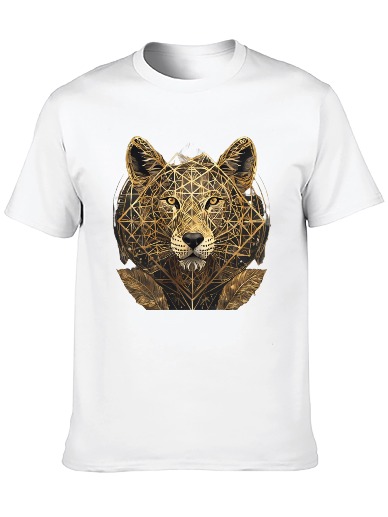 Geometric Leopard Graphic Tee - Black