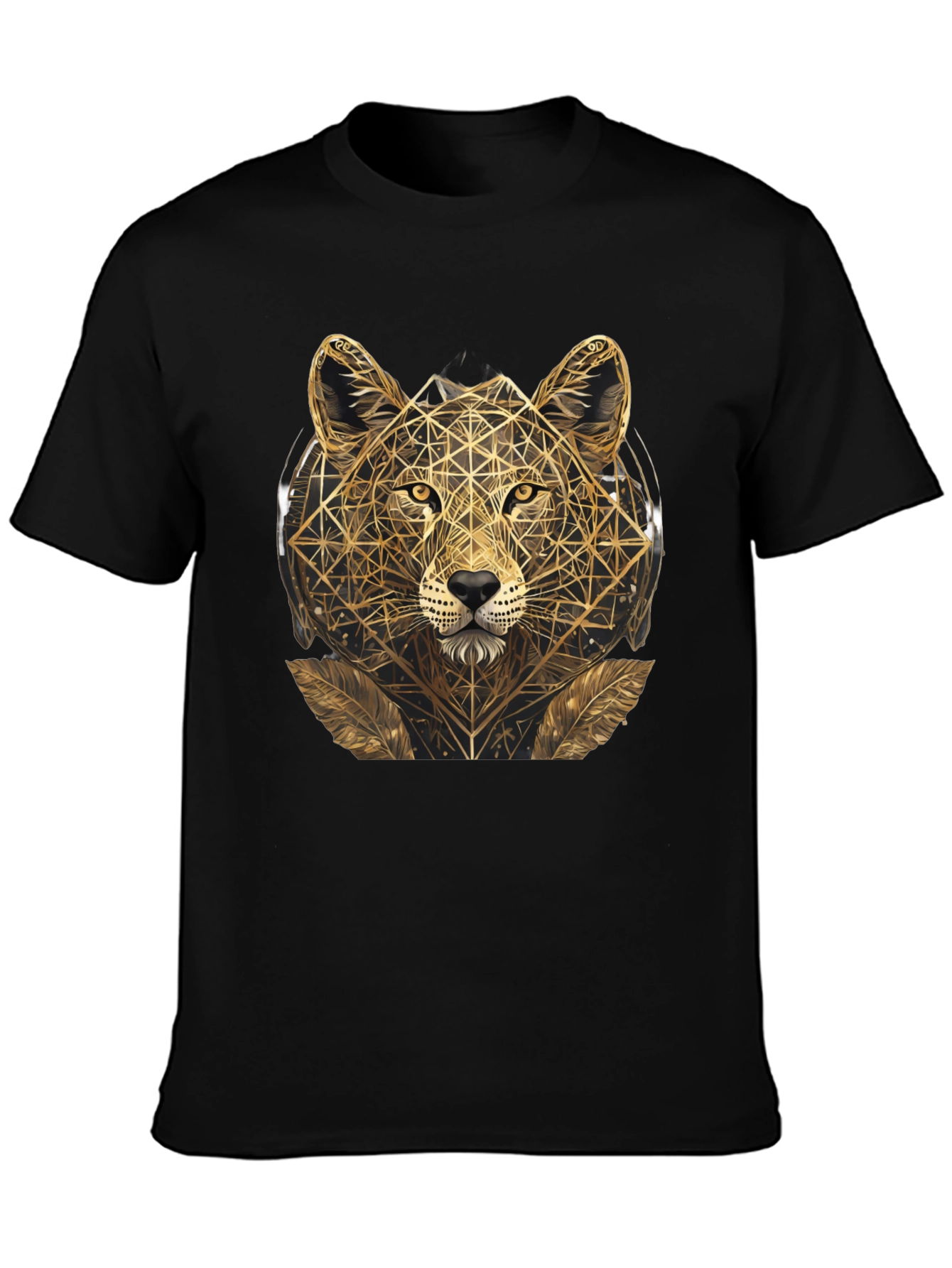 Geometric Leopard Graphic Tee - Black