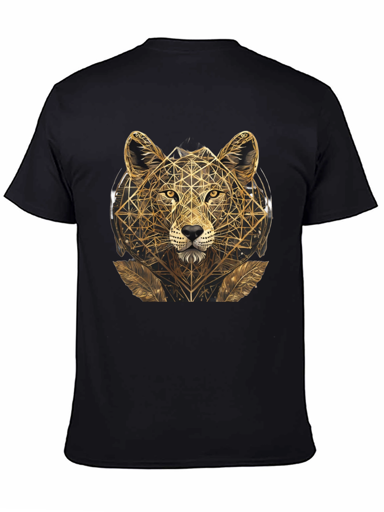 Geometric Leopard Graphic Tee - Black