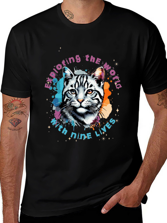 Exploring Cat T-Shirt - Nine Lives Adventure