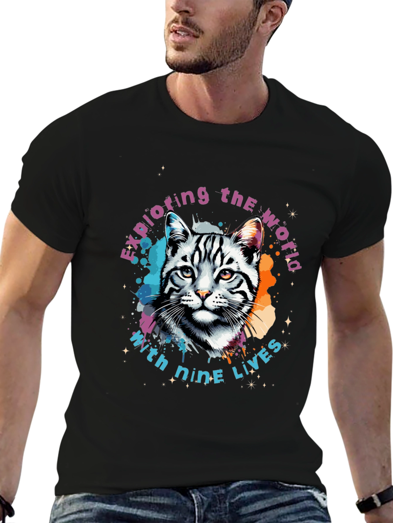 Exploring Cat T-Shirt - Nine Lives Adventure