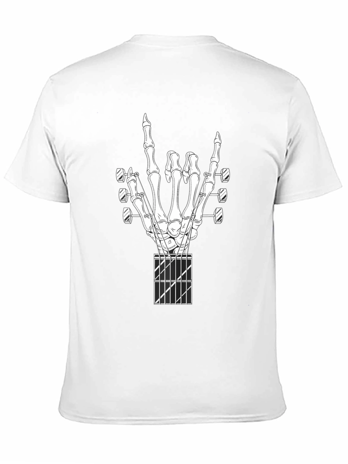 Rock On Guitar Skeleton Hand Black T-Shirt