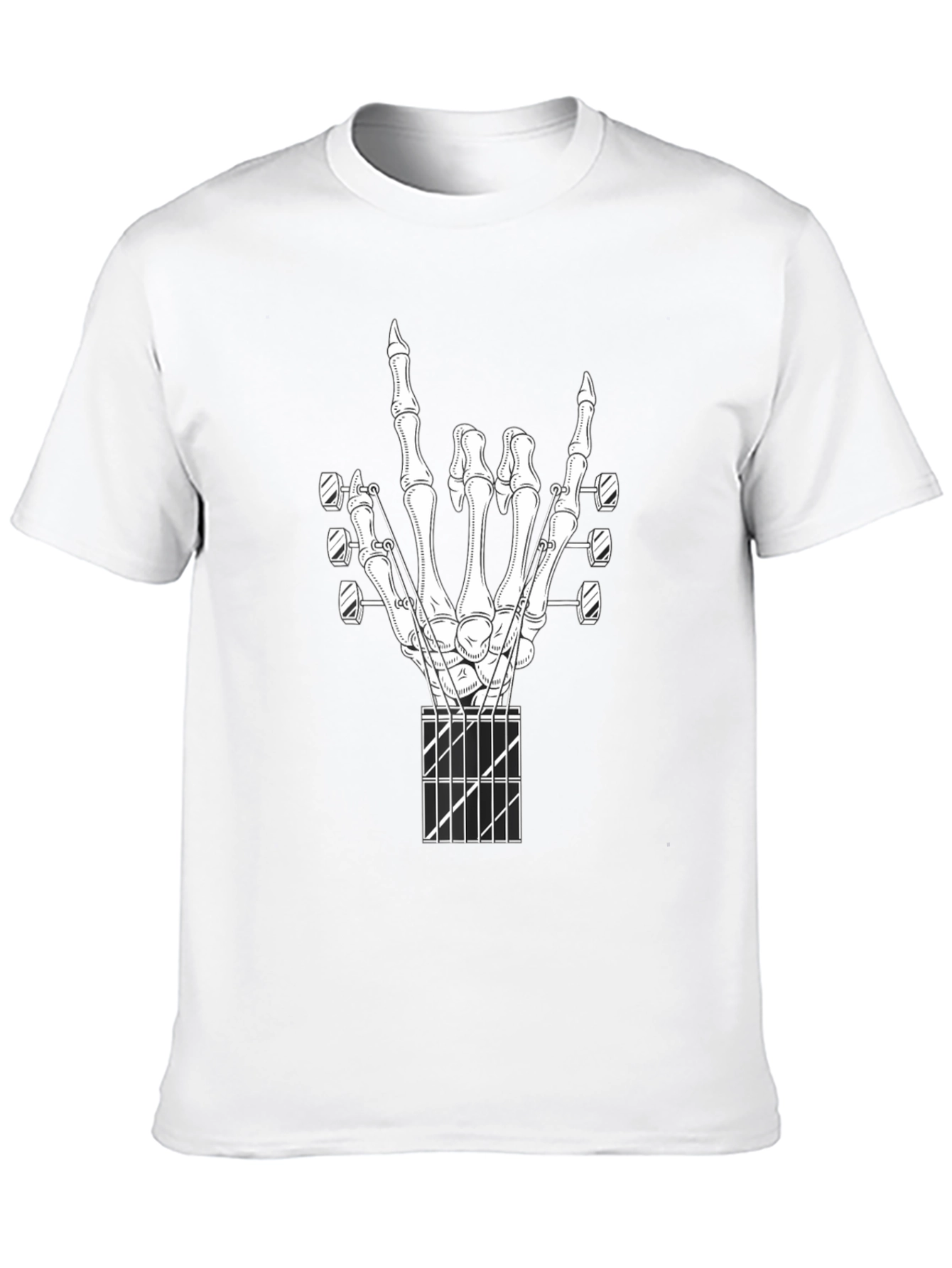 Rock On Guitar Skeleton Hand Black T-Shirt