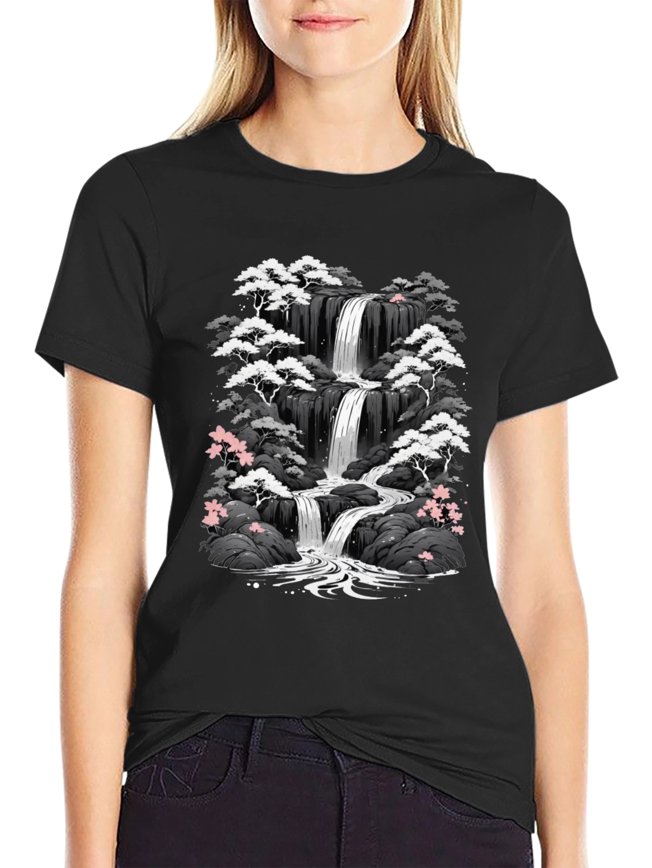 Waterfall Graphic Tee - Black