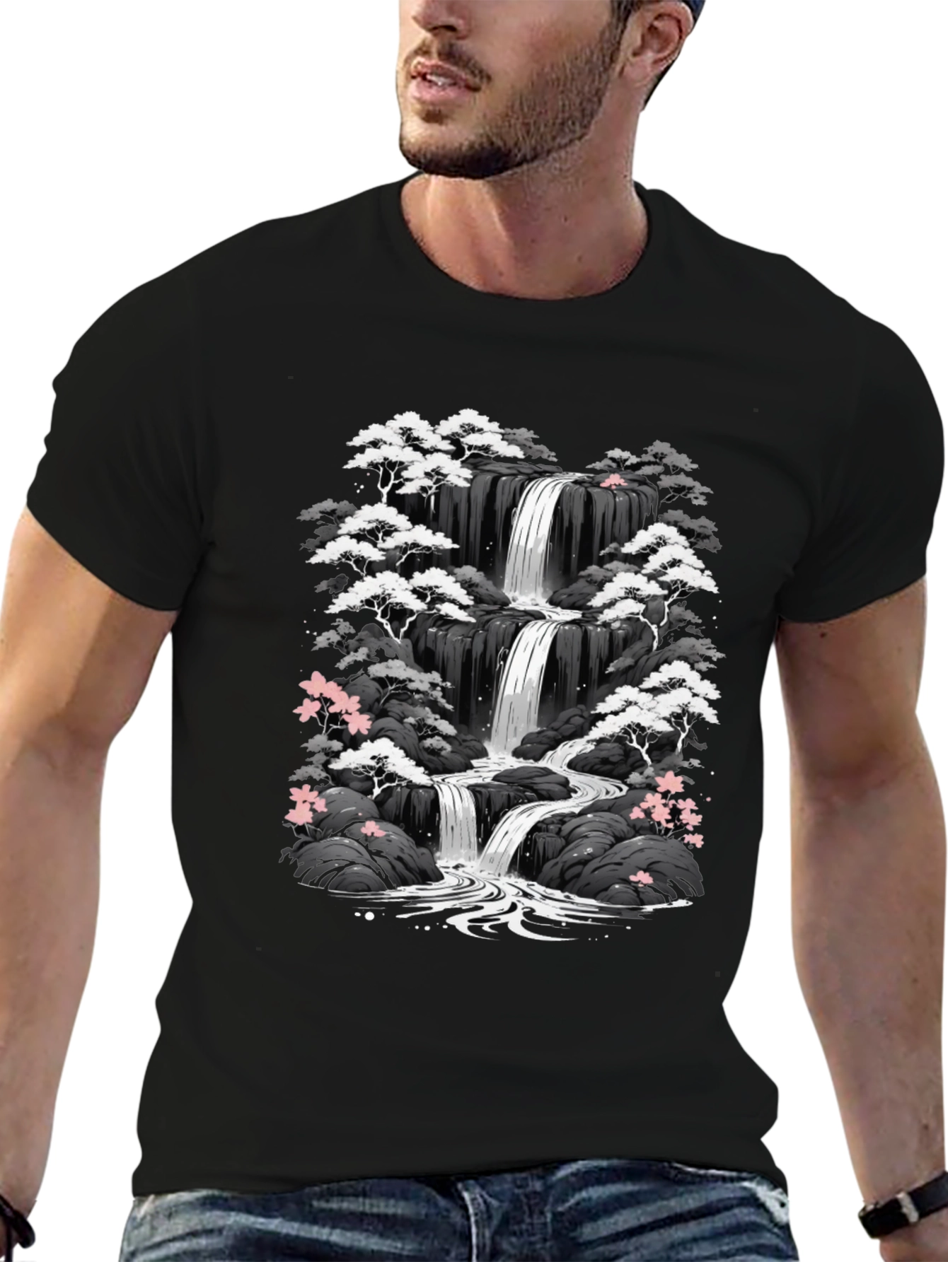 Waterfall Graphic Tee - Black