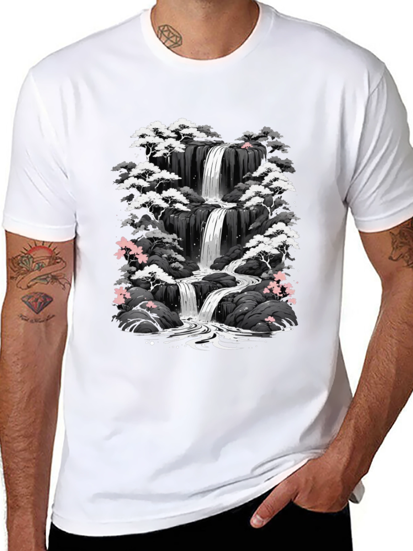 Waterfall Graphic Tee - Black