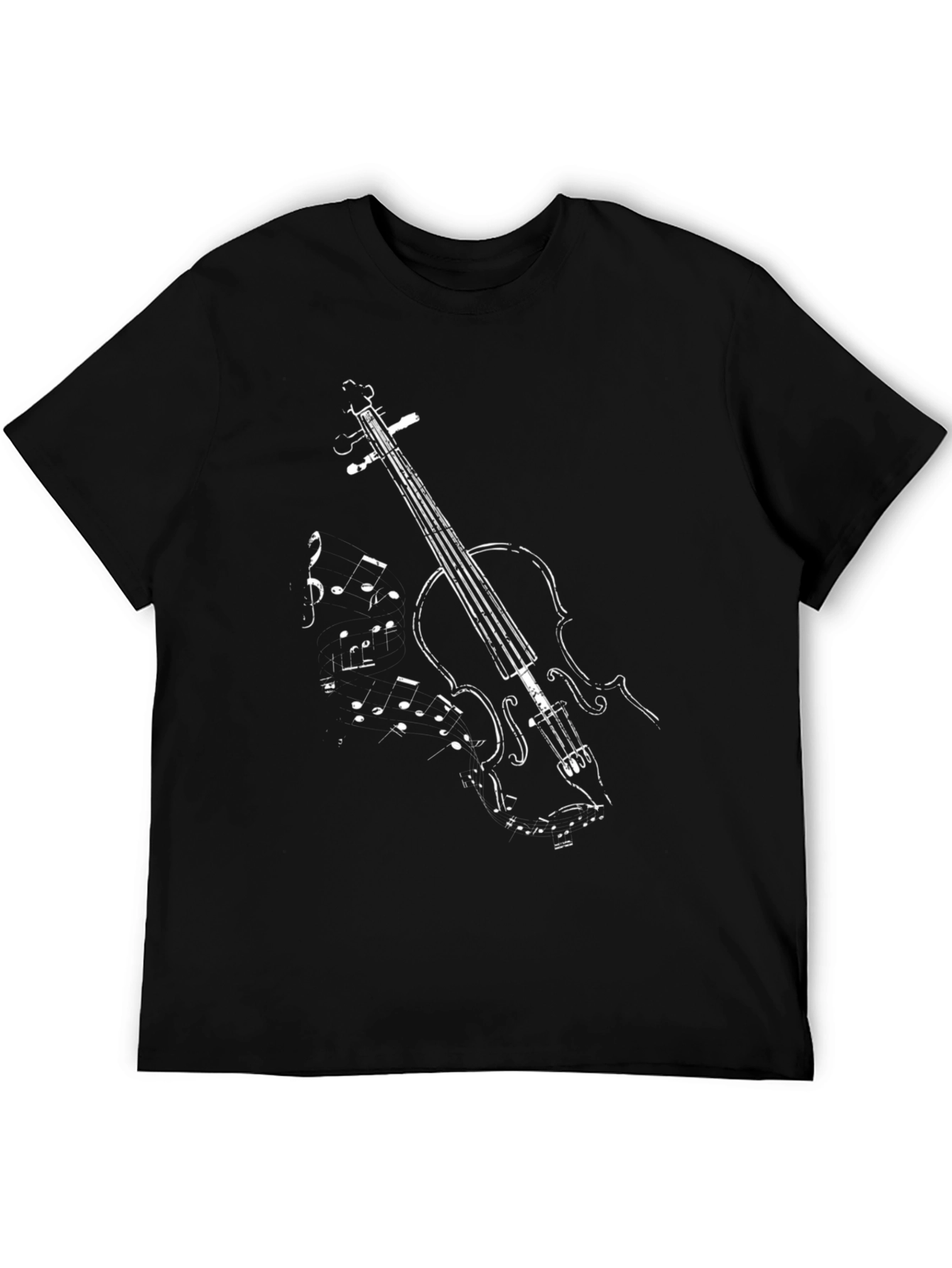 Violin Music Graphic Tee - Black Cotton T-Shirt