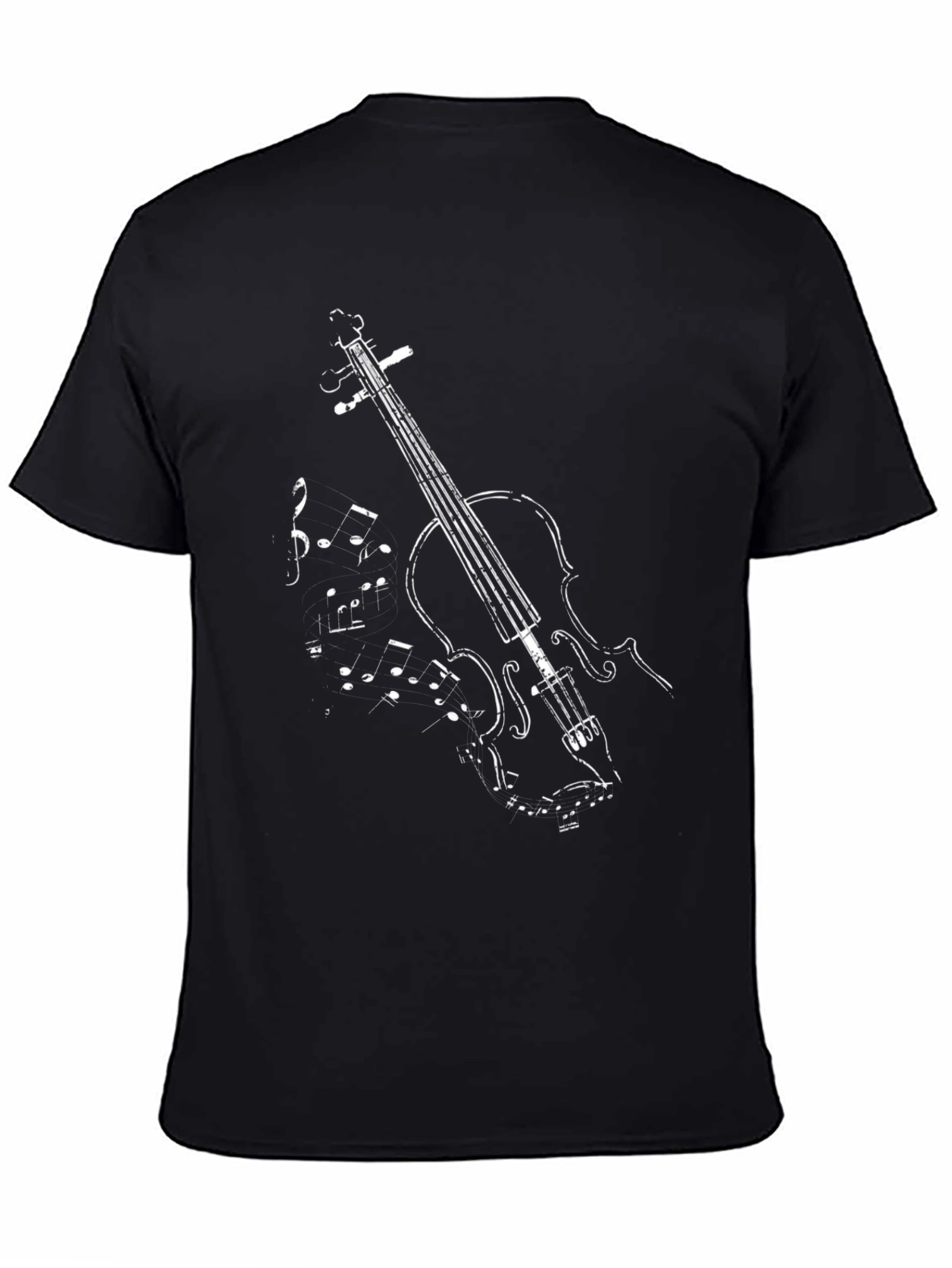 Violin Music Graphic Tee - Black Cotton T-Shirt