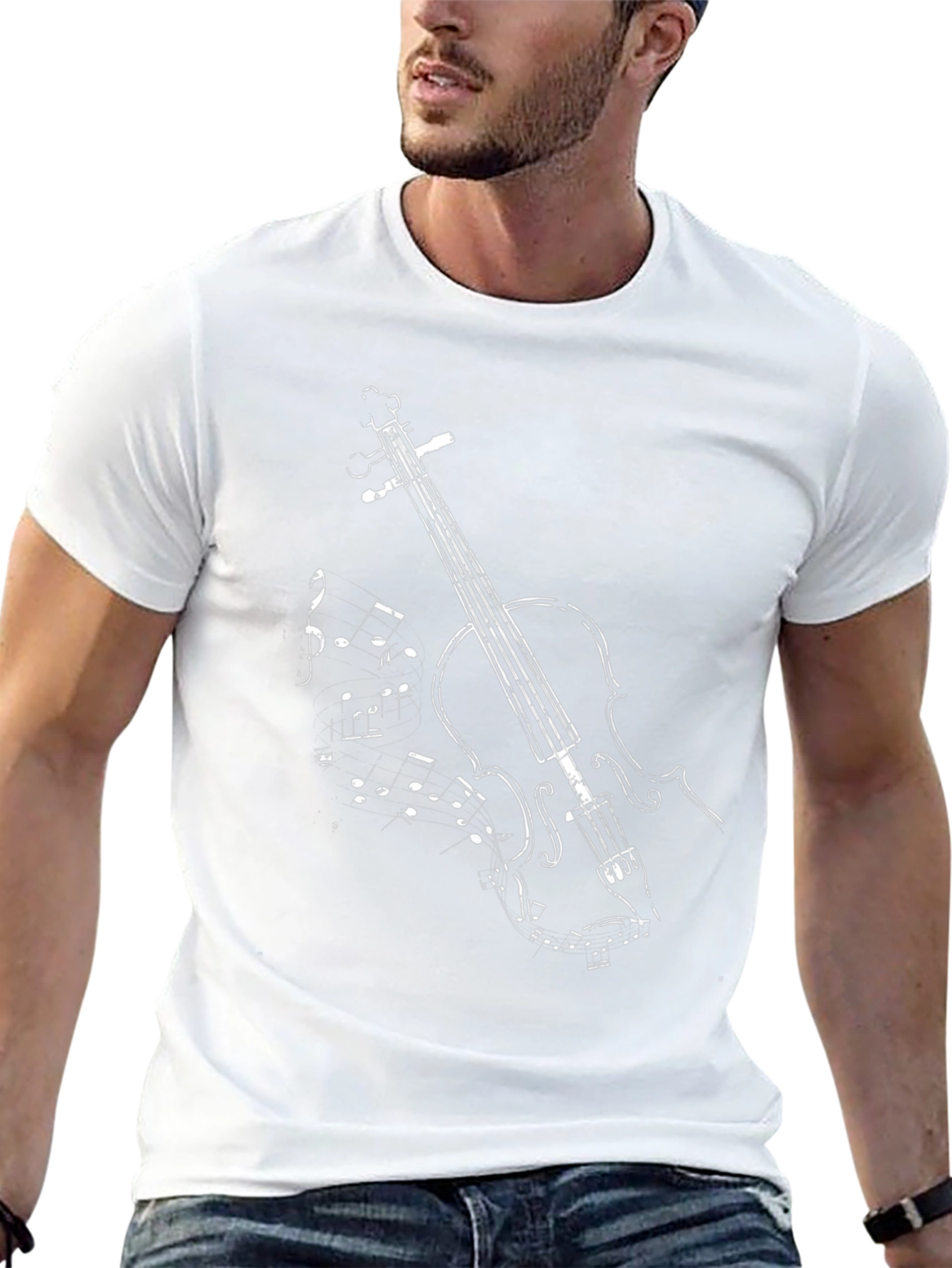 Violin Music Graphic Tee - Black Cotton T-Shirt