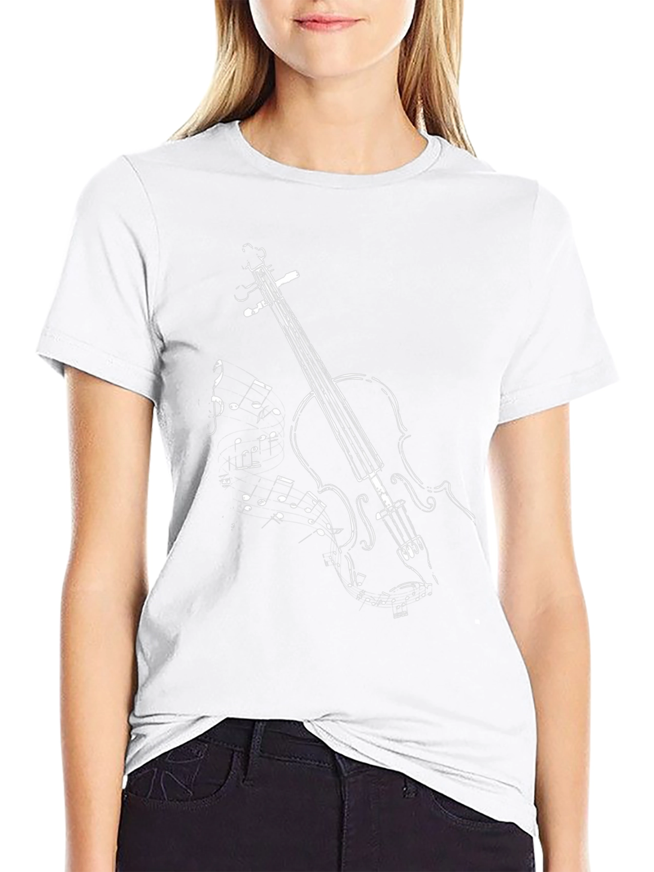 Violin Music Graphic Tee - Black Cotton T-Shirt