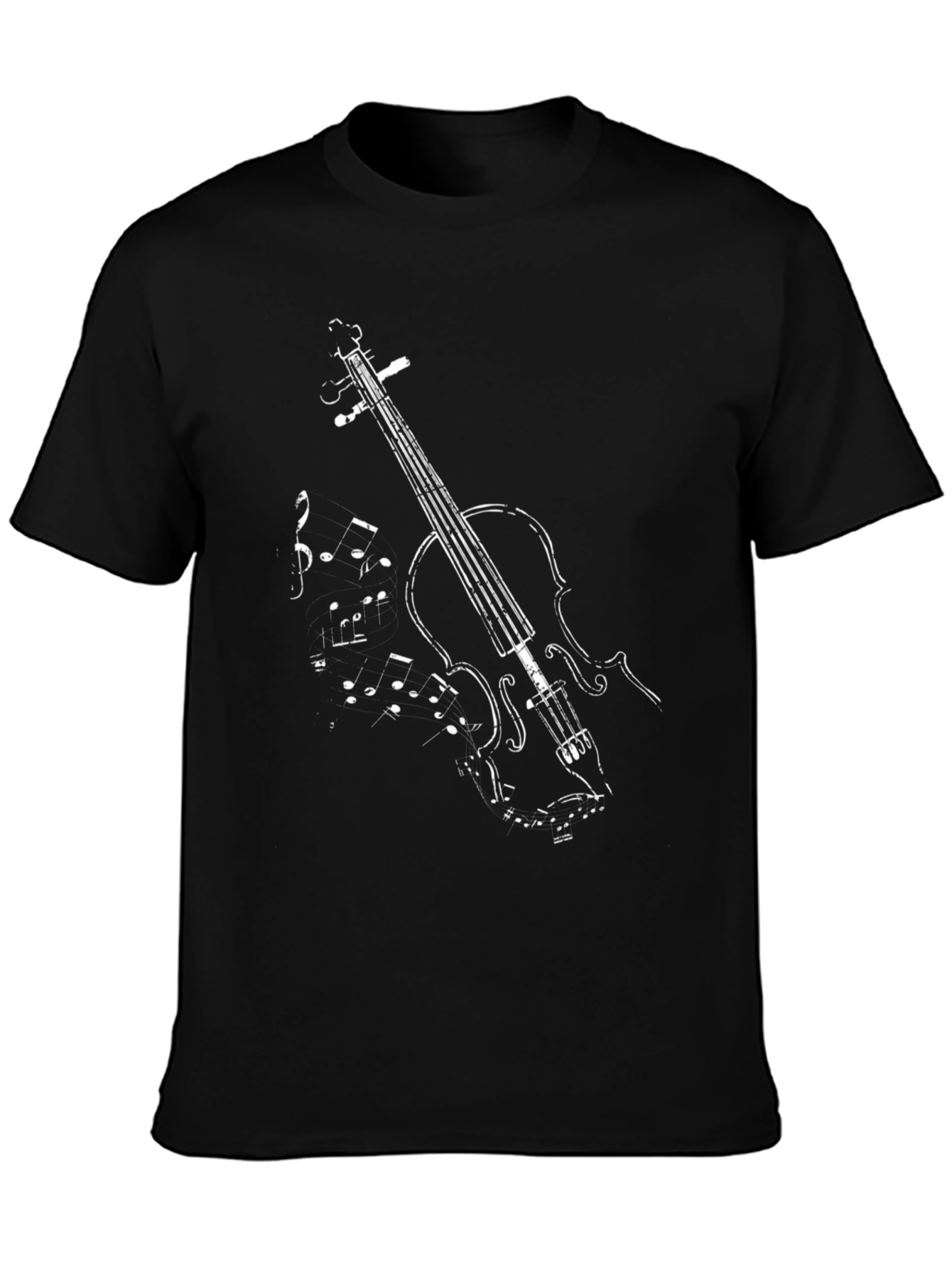 Violin Music Graphic Tee - Black Cotton T-Shirt