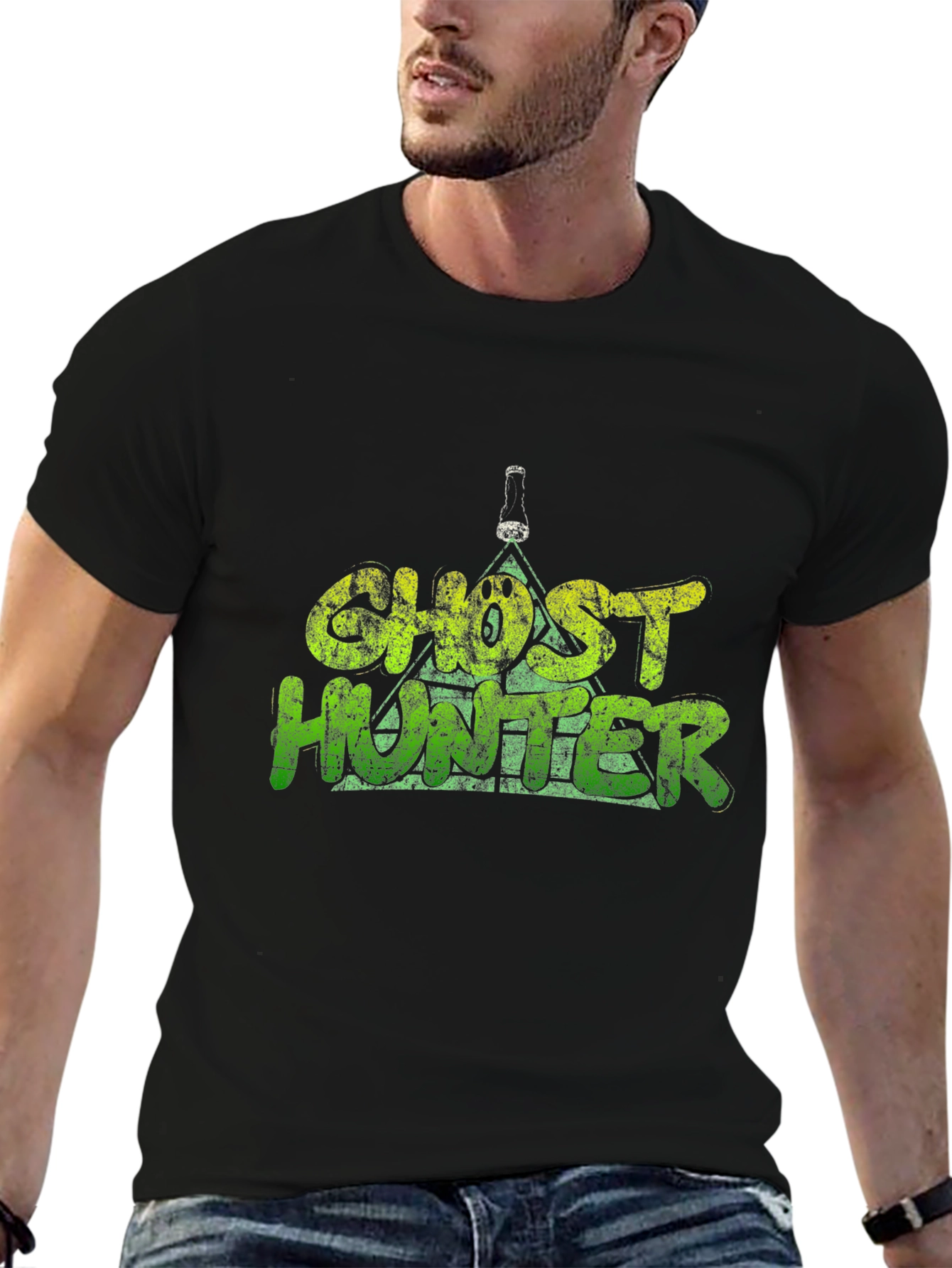 Ghost Hunter Graphic T-Shirt - Black