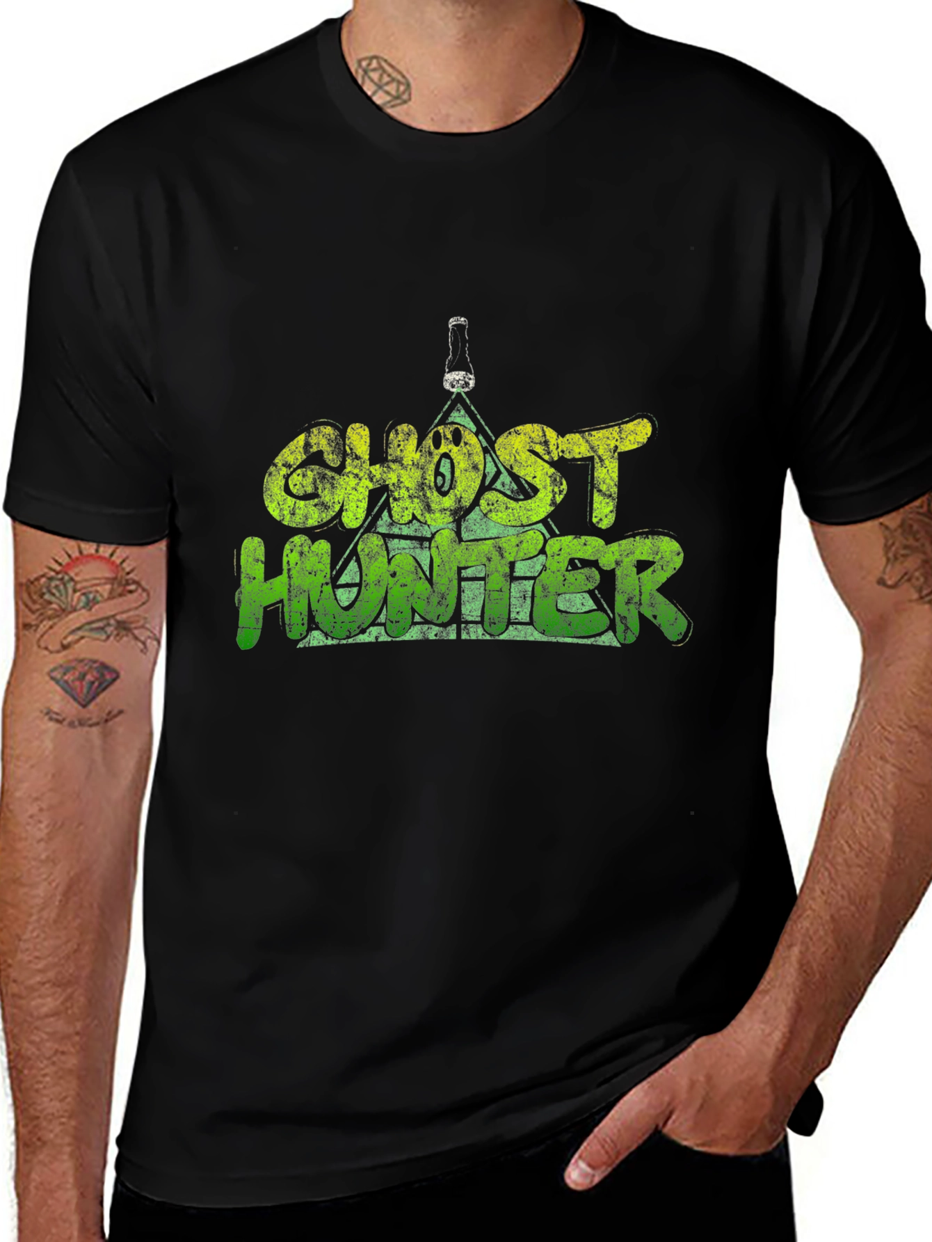 Ghost Hunter Graphic T-Shirt - Black