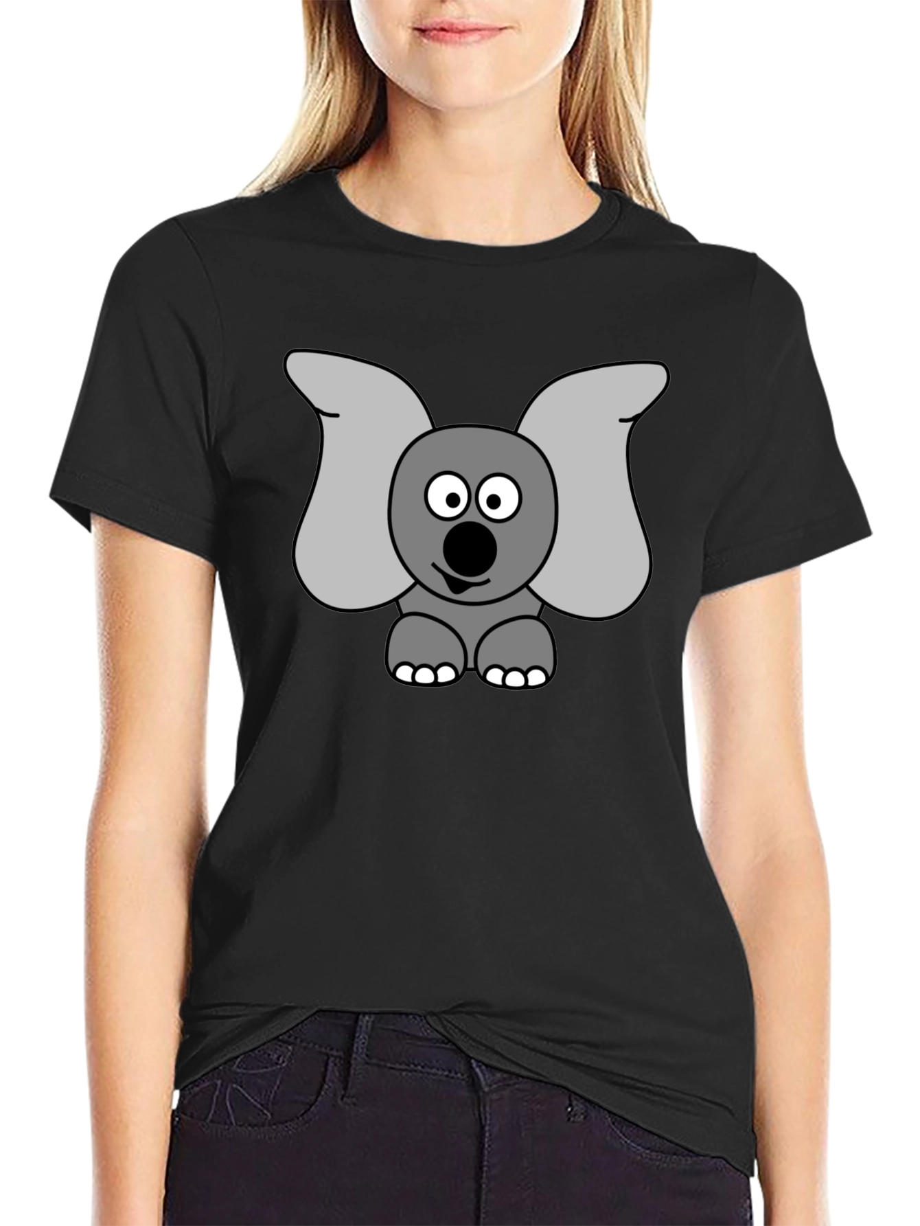 Elephant Graphic Tee - Black Cotton Shirt