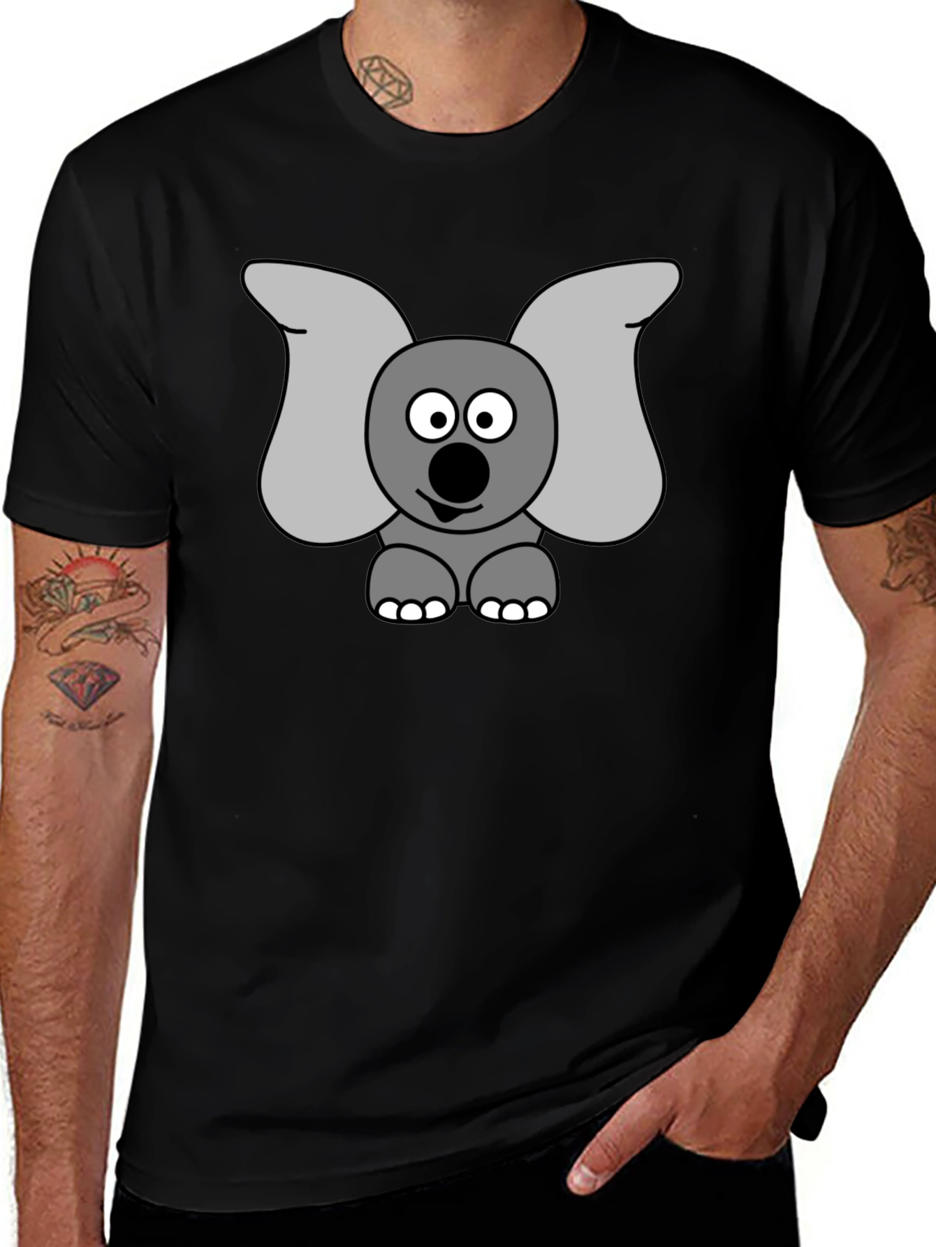 Elephant Graphic Tee - Black Cotton Shirt