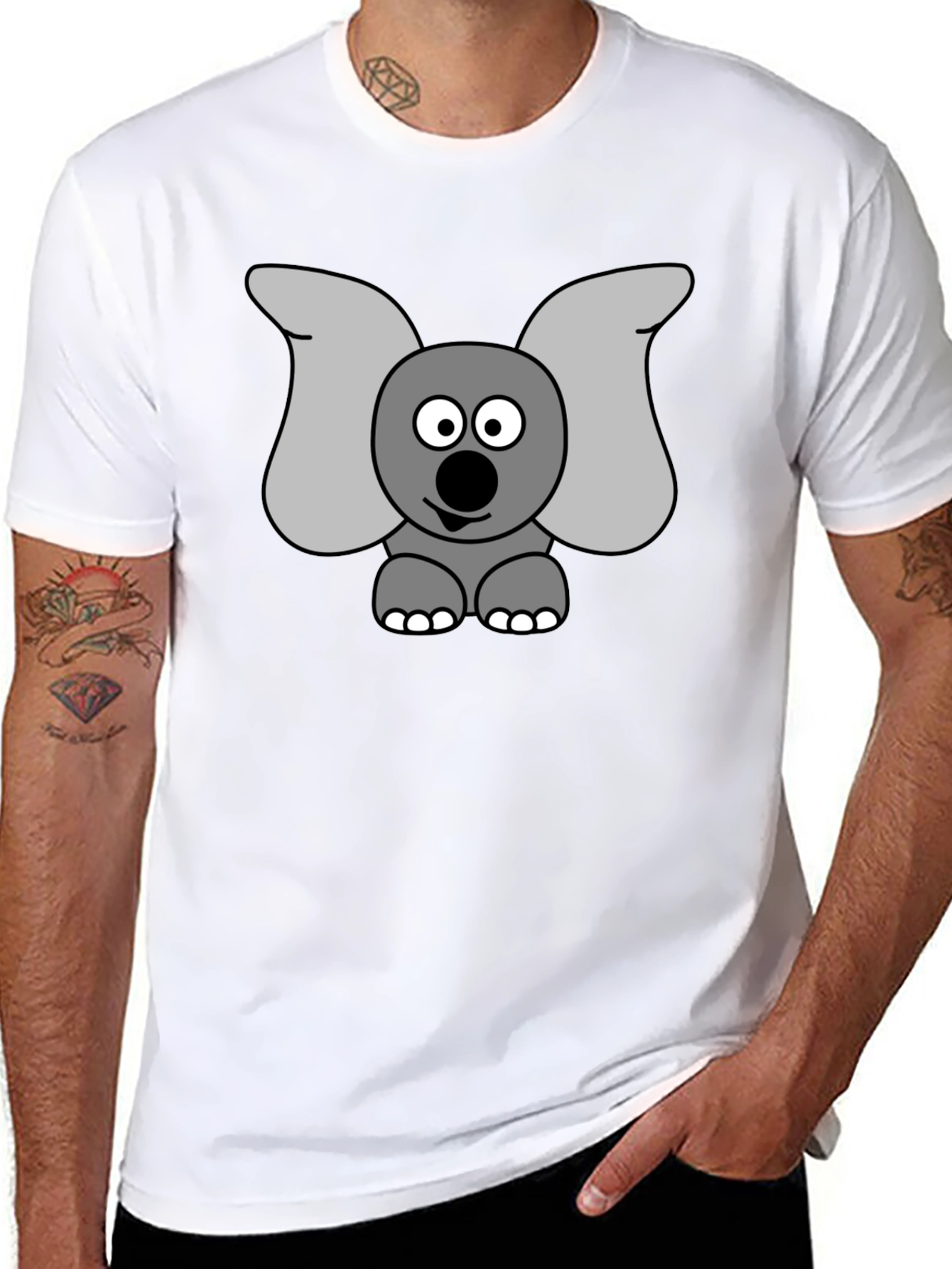 Elephant Graphic Tee - Black Cotton Shirt