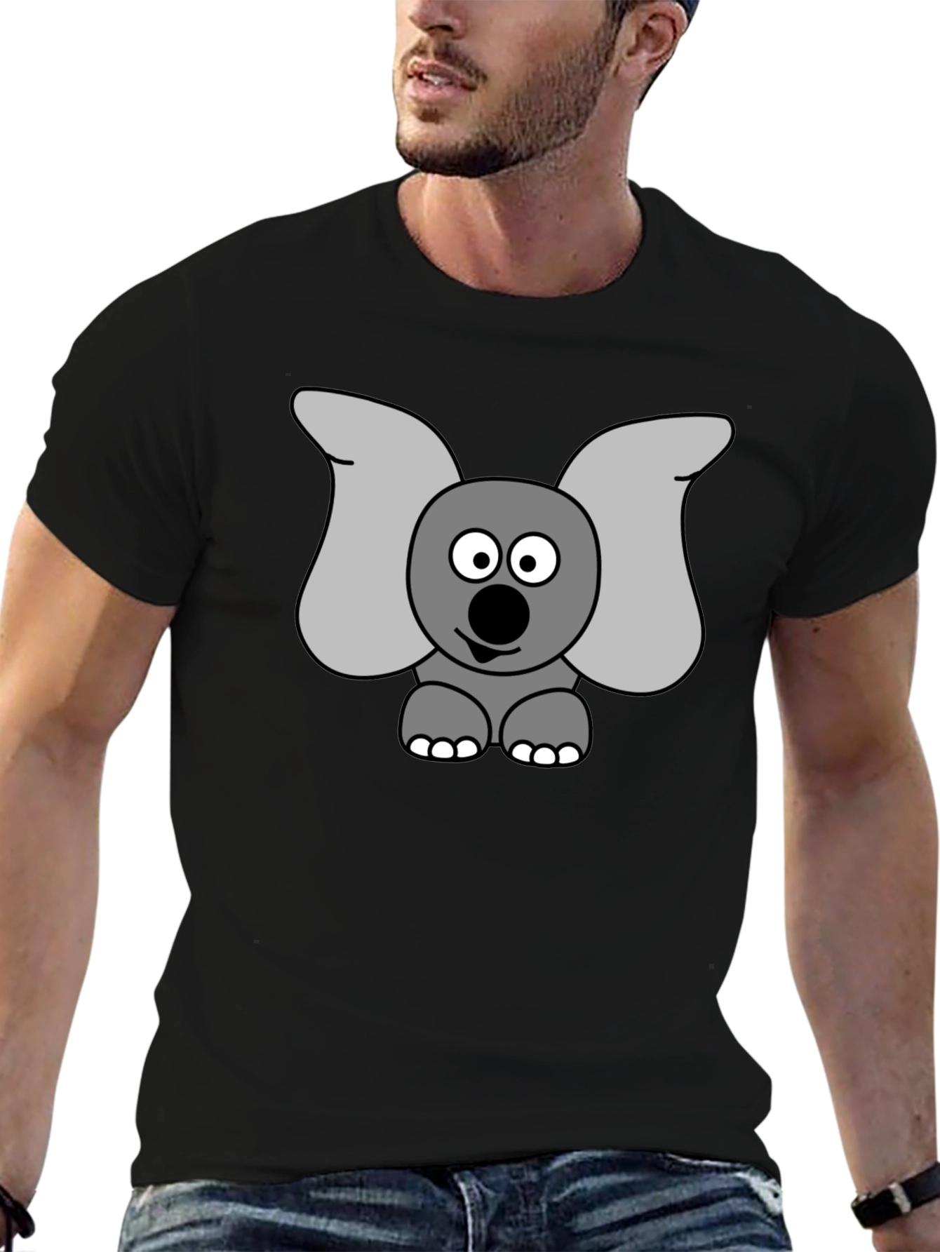Elephant Graphic Tee - Black Cotton Shirt