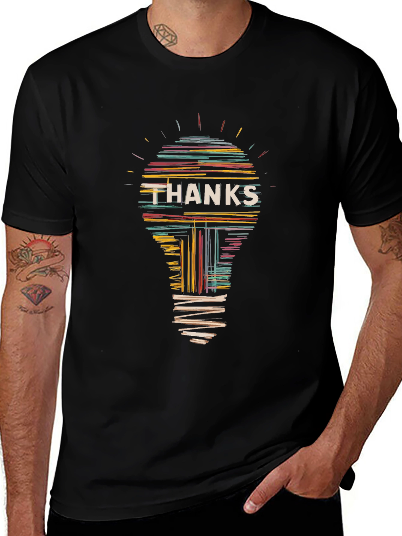 Thanks Lightbulb Graphic Tee - Black Cotton T-Shirt