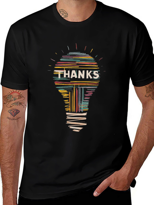 Thanks Lightbulb Graphic Tee - Black Cotton T-Shirt