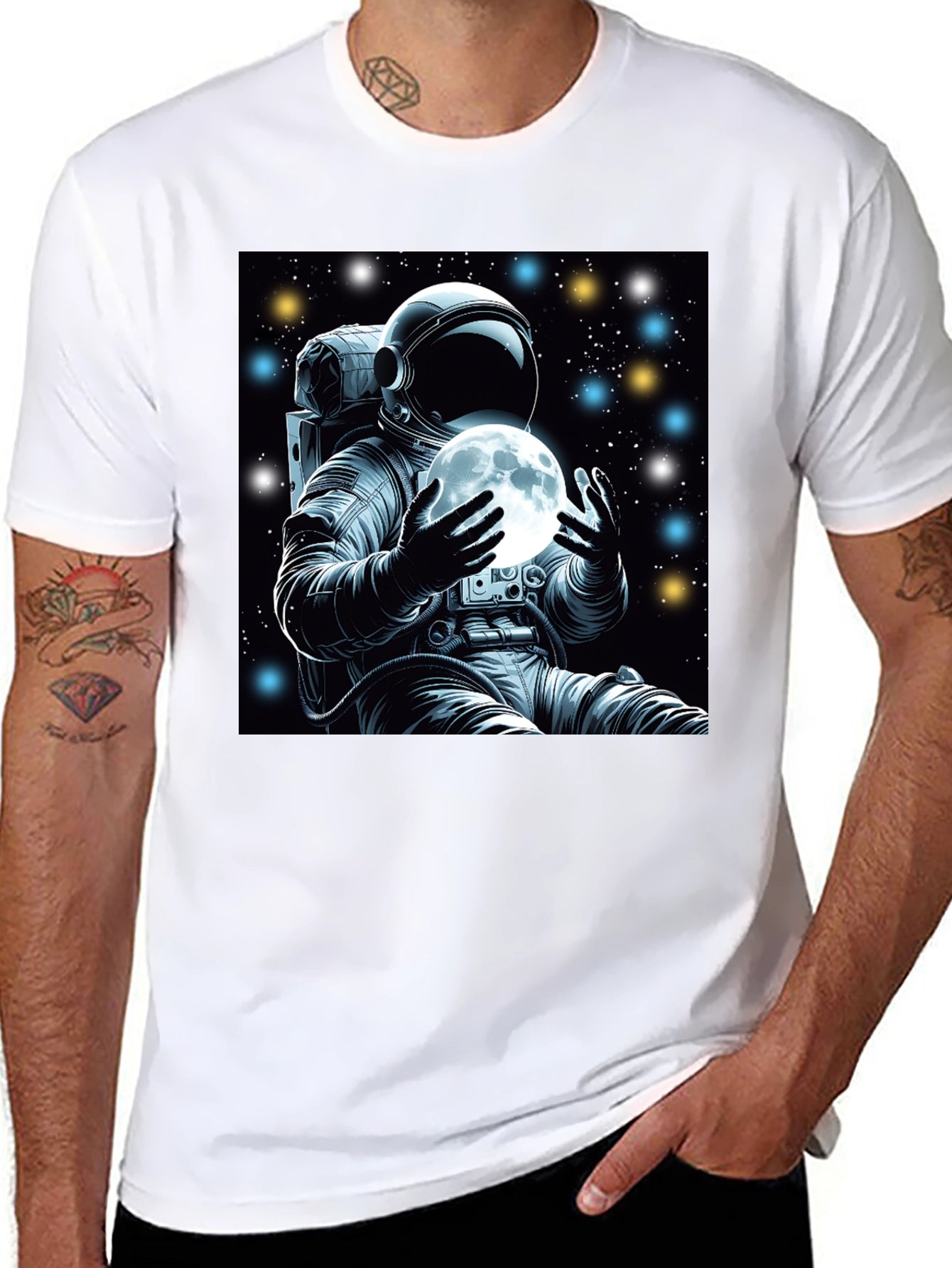 Astronaut Moon Graphic Tee - Space Explorer Shirt