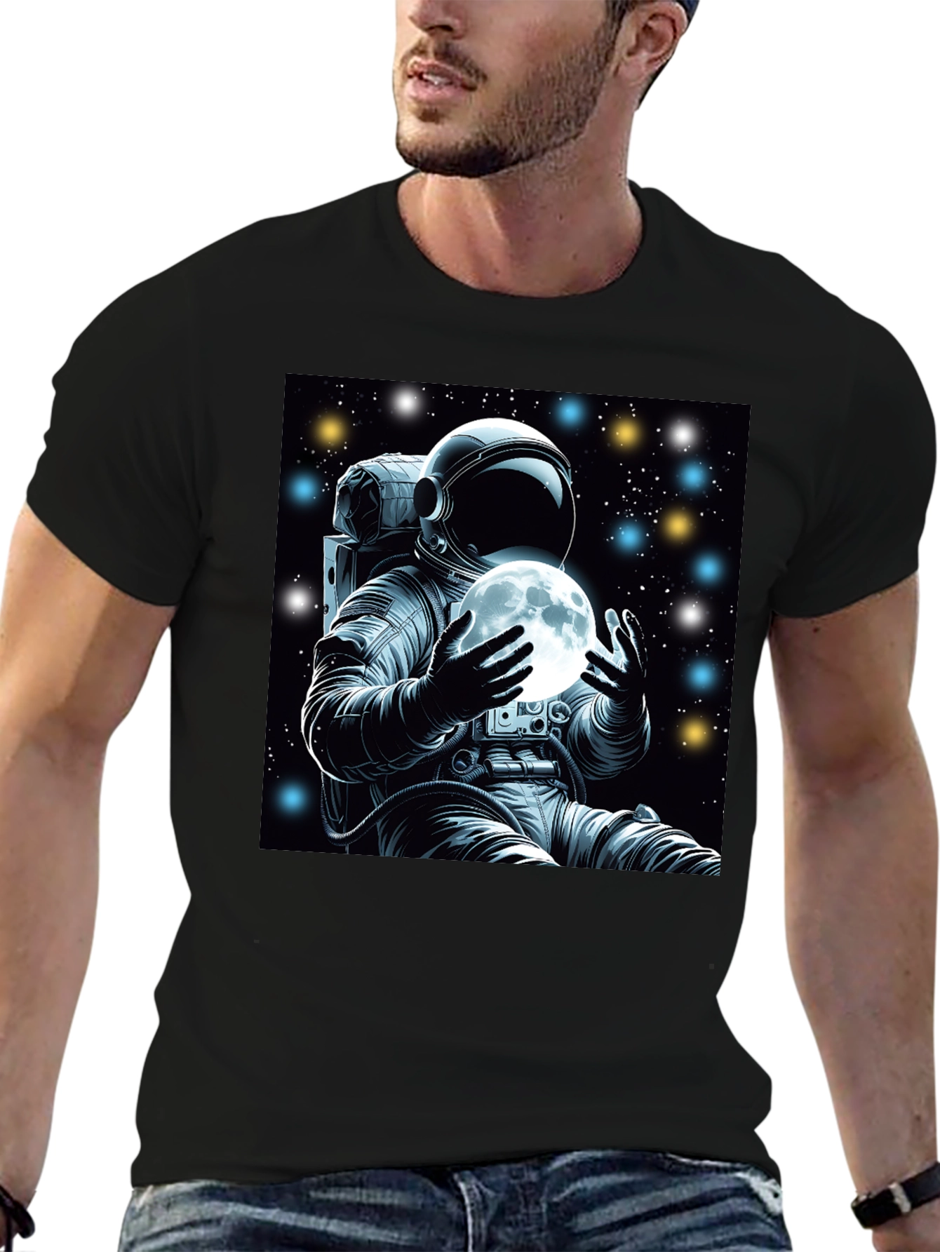 Astronaut Moon Graphic Tee - Space Explorer Shirt