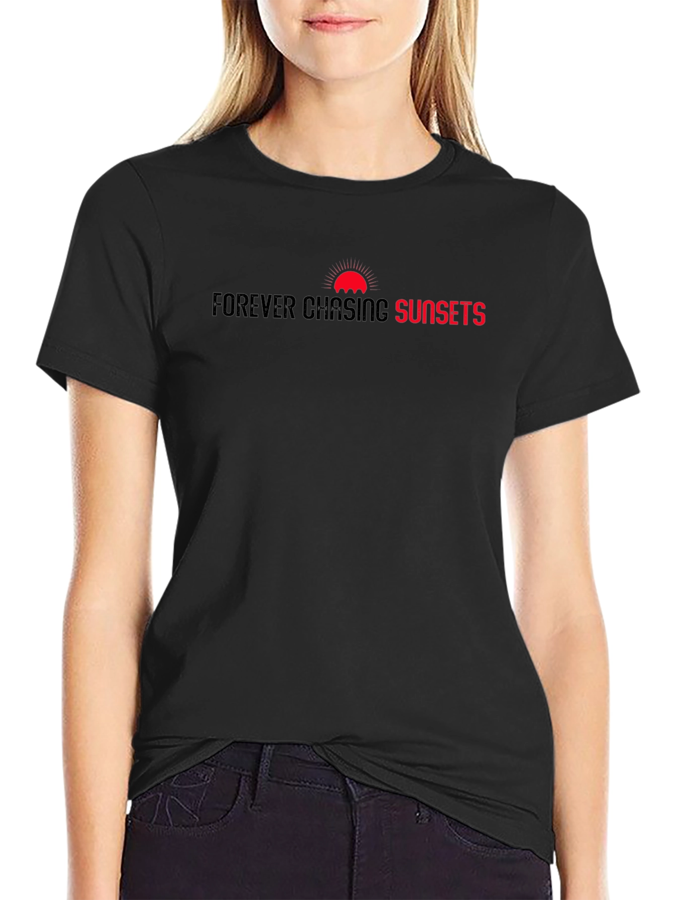 Forever Chasing Sunsets Graphic Tee - Black