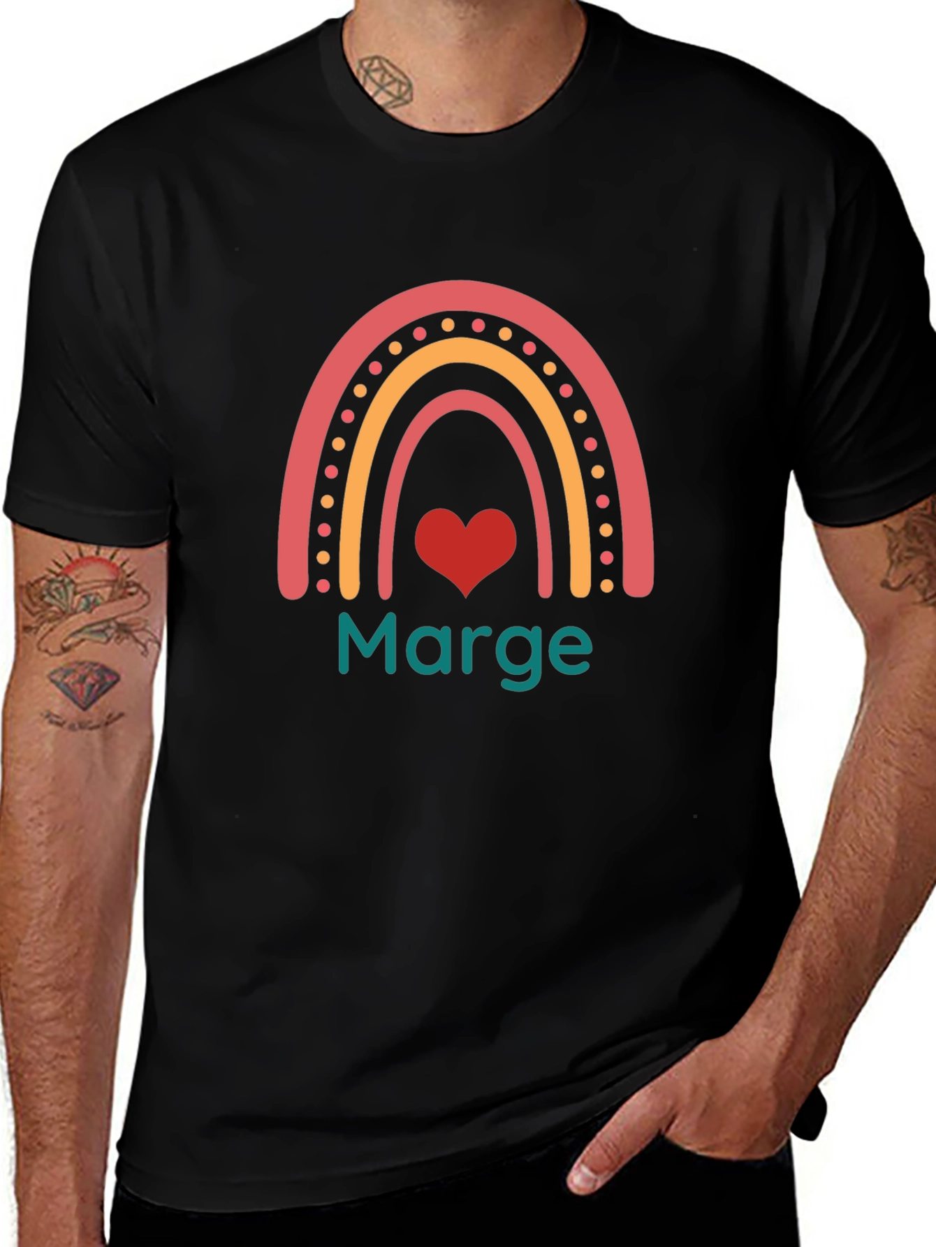 Marge Rainbow Heart Graphic T-Shirt