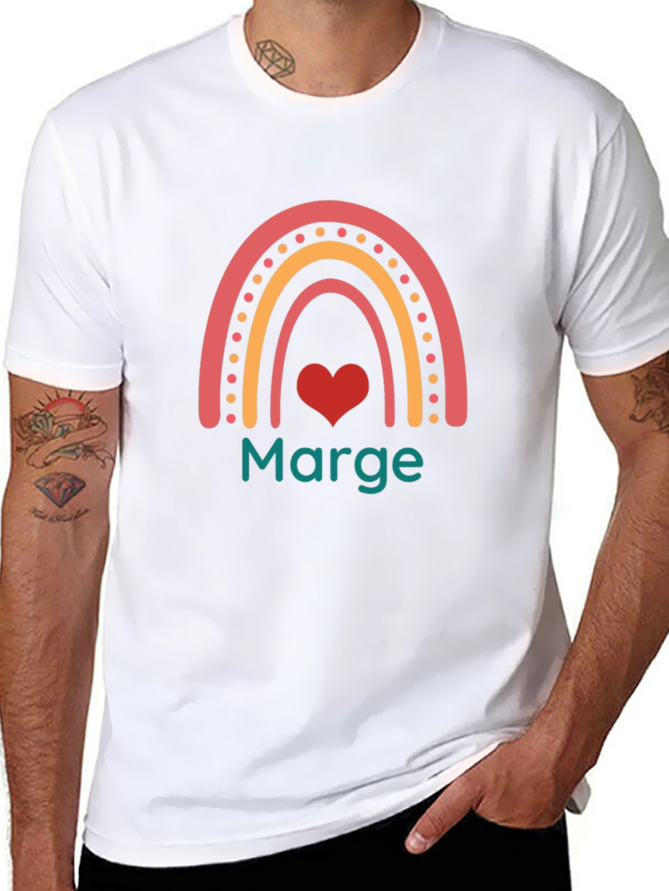 Marge Rainbow Heart Graphic T-Shirt