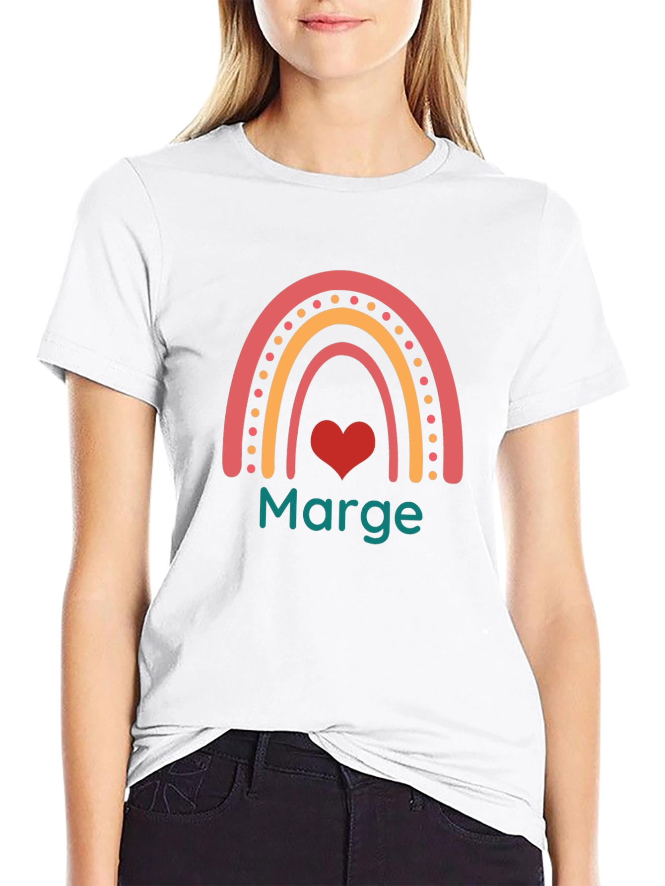 Marge Rainbow Heart Graphic T-Shirt