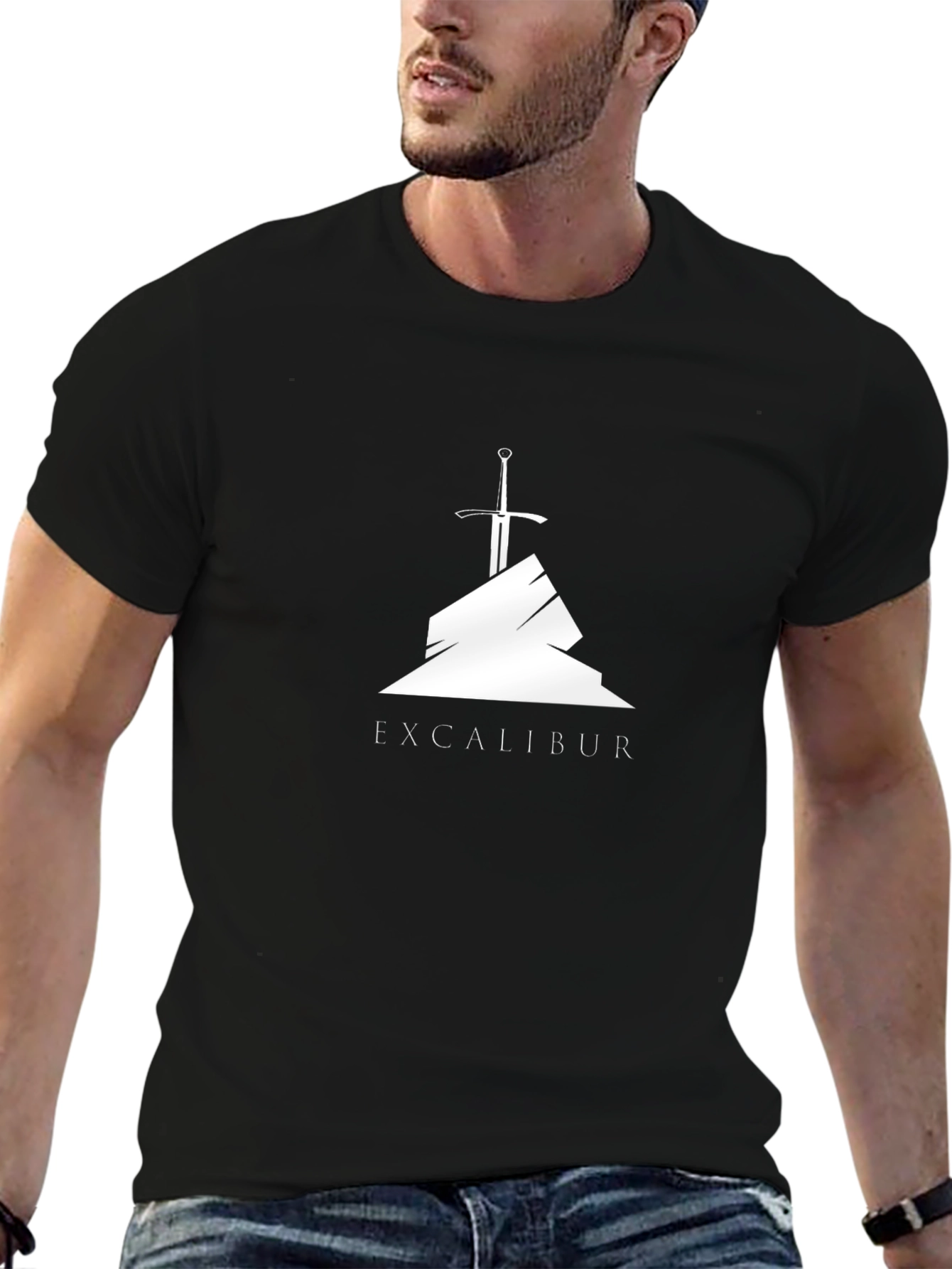 Excalibur Sword in Stone Graphic Tee - Black