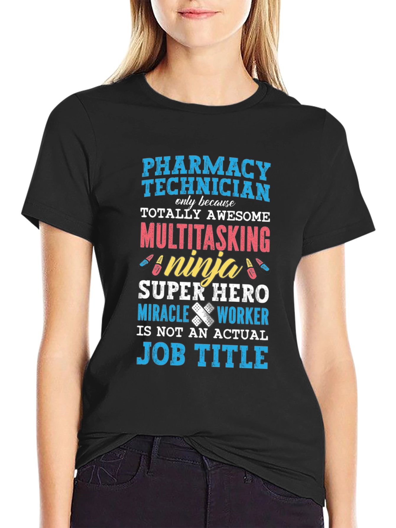 Pharmacy Technician T-Shirt: Awesome Ninja Super Hero