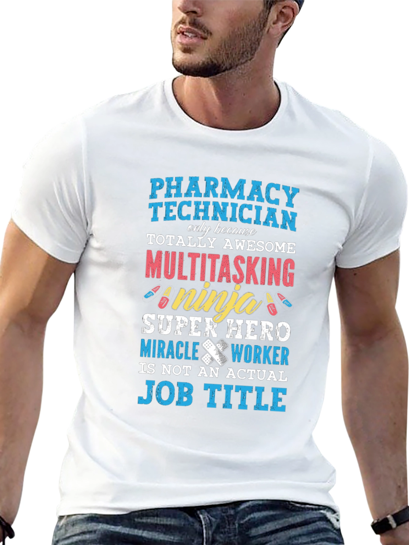 Pharmacy Technician T-Shirt: Awesome Ninja Super Hero