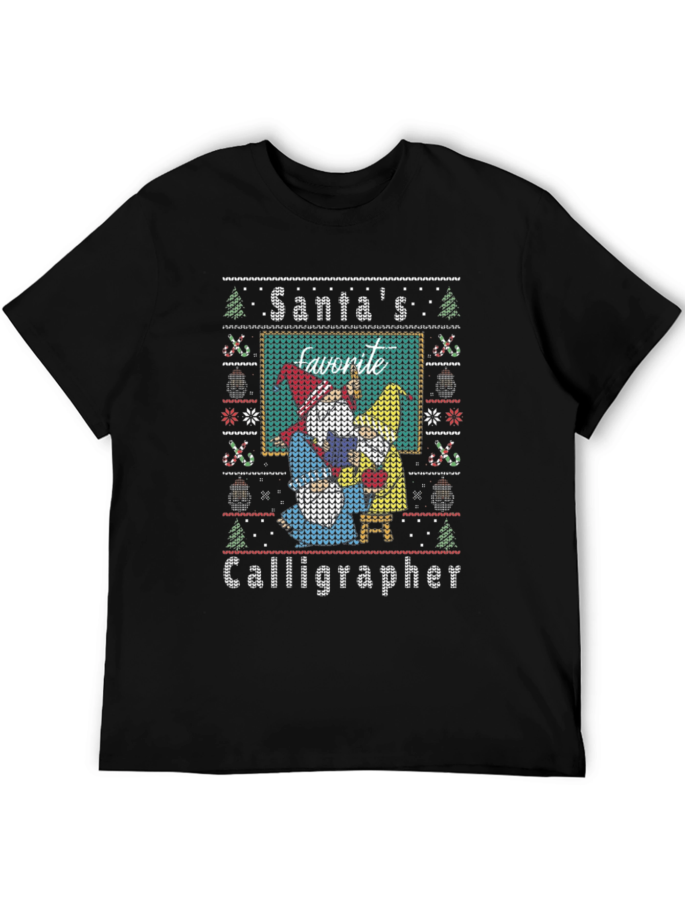 Santas Favorite Calligrapher Ugly Christmas Sweater T-Shirt