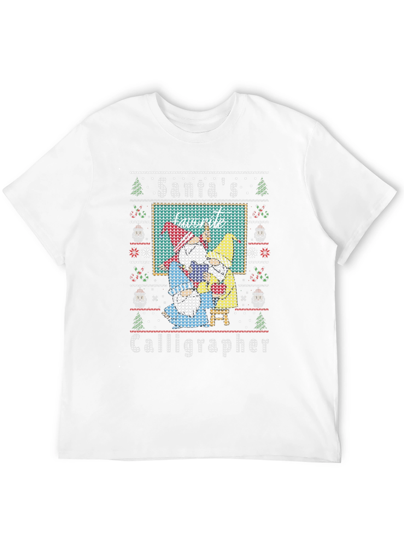 Santas Favorite Calligrapher Ugly Christmas Sweater T-Shirt
