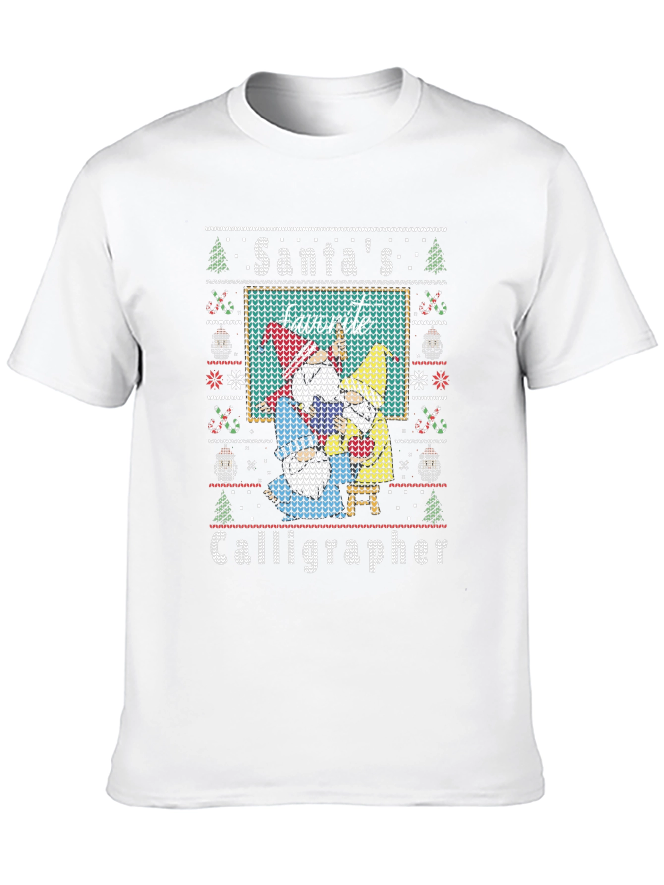Santas Favorite Calligrapher Ugly Christmas Sweater T-Shirt