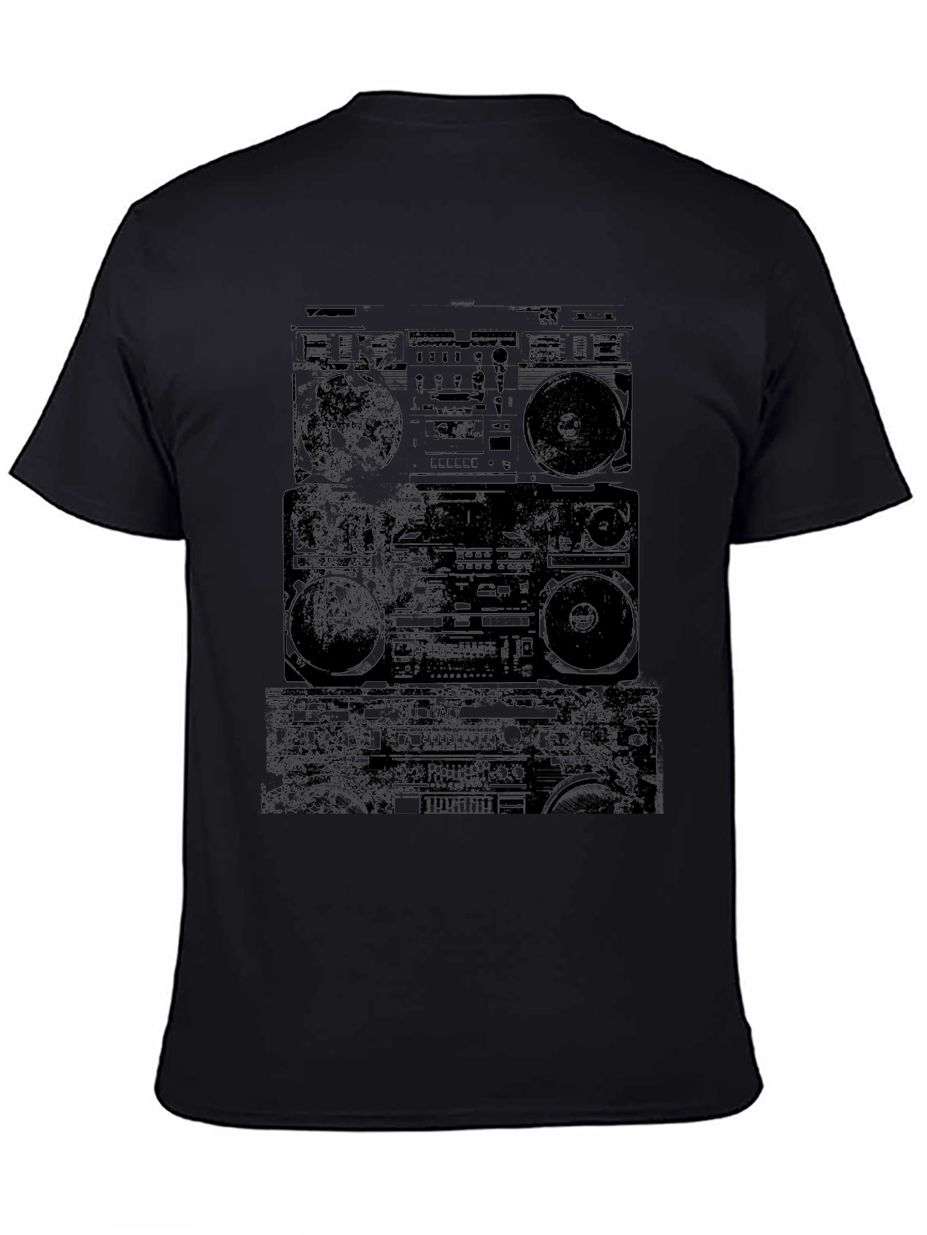 Retro Boombox Graphic Tee - Classic Black T-Shirt